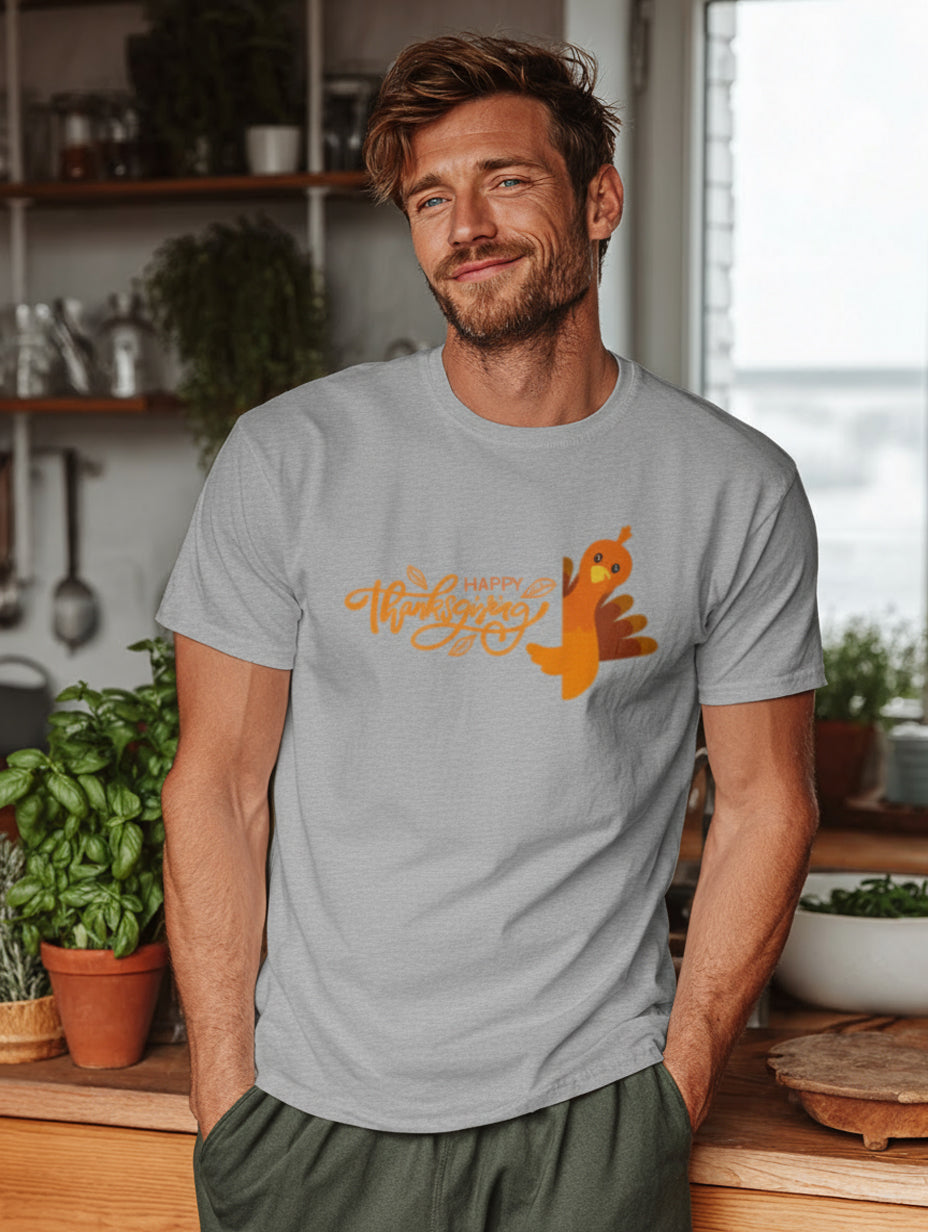 Men's Heavyweight Turkey T-Shirt - Happy Thanksgiving