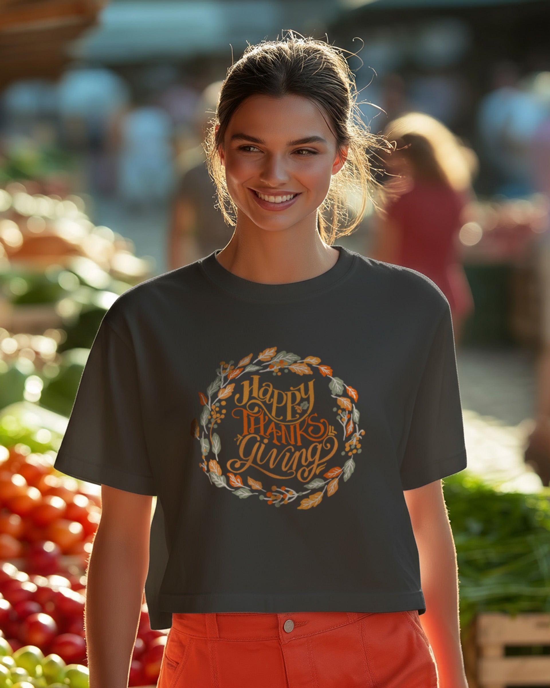 Happy Thanksgiving Heavyweight Boxy Tee - Women's