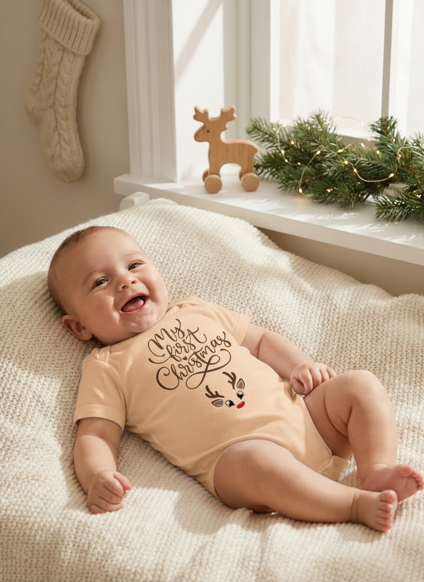 My First Christmas Organic Cotton Bodysuit | Newborn Holiday Keepsake