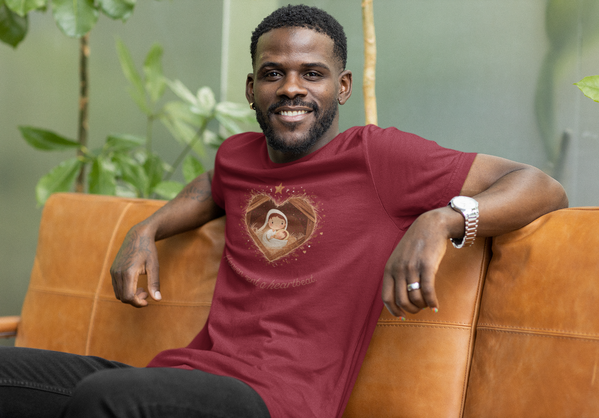 Heaven Sent a Heartbeat Christmas Tee - Men's