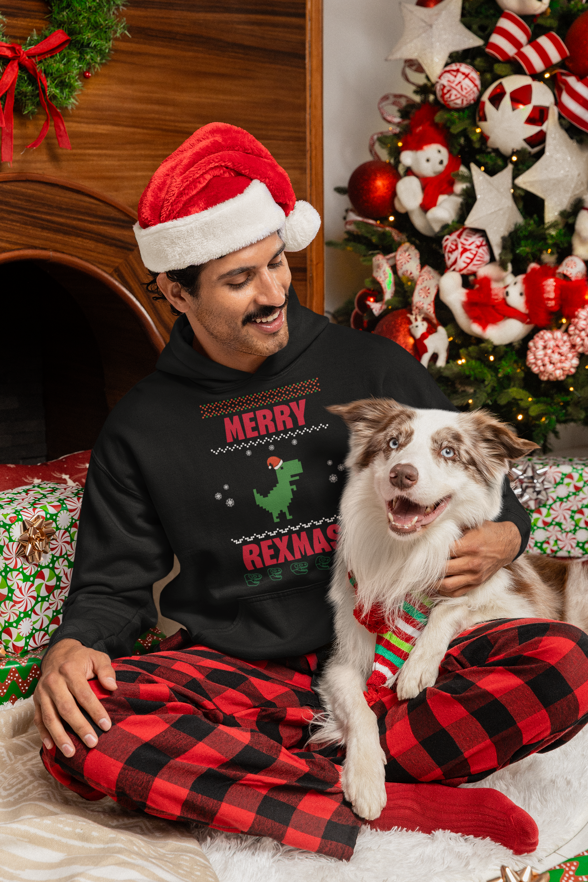 Merry Rexmas T-Rex Hoodie - Men's