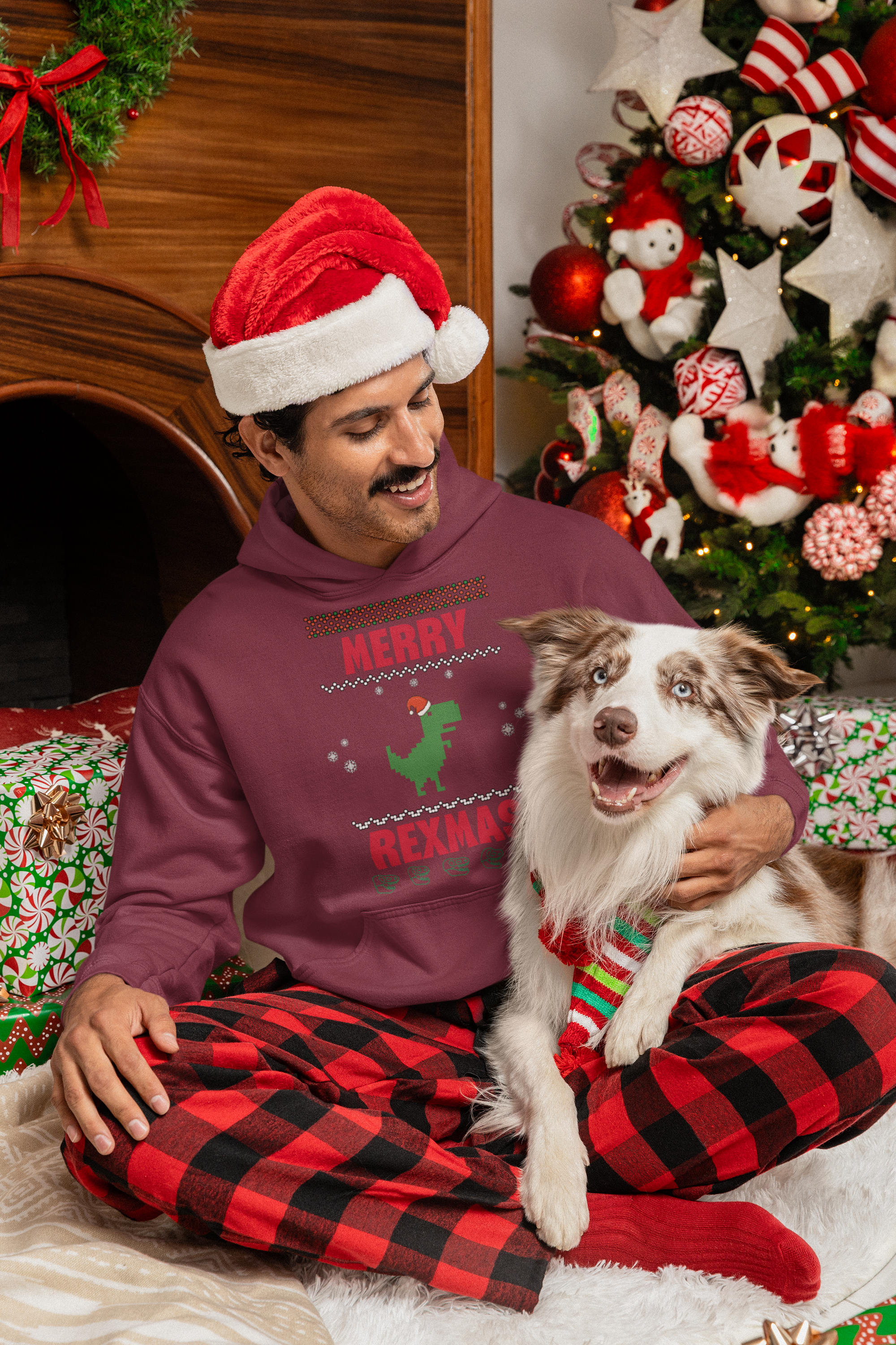 Merry Rexmas T-Rex Hoodie - Men's