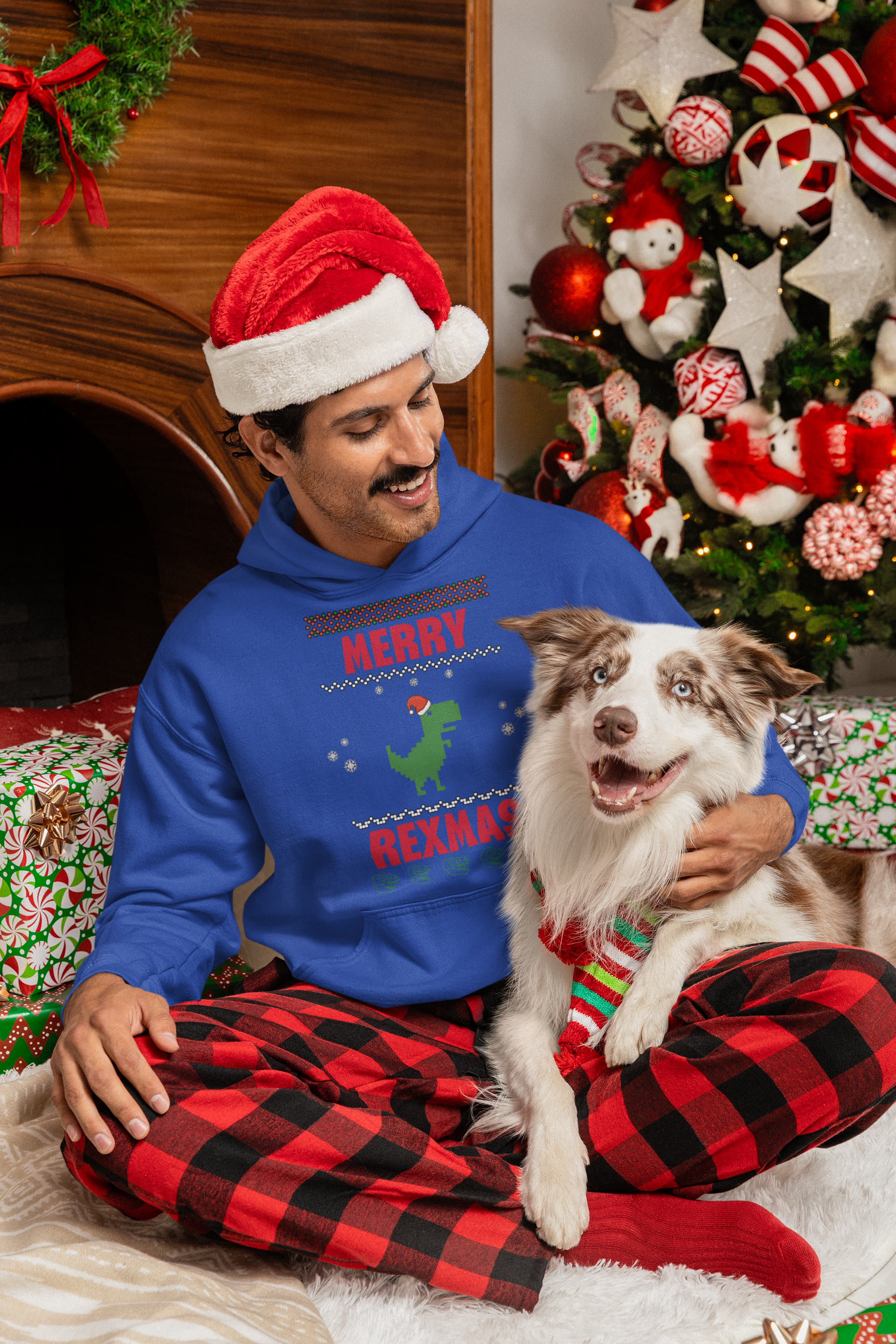 Merry Rexmas T-Rex Hoodie - Men's