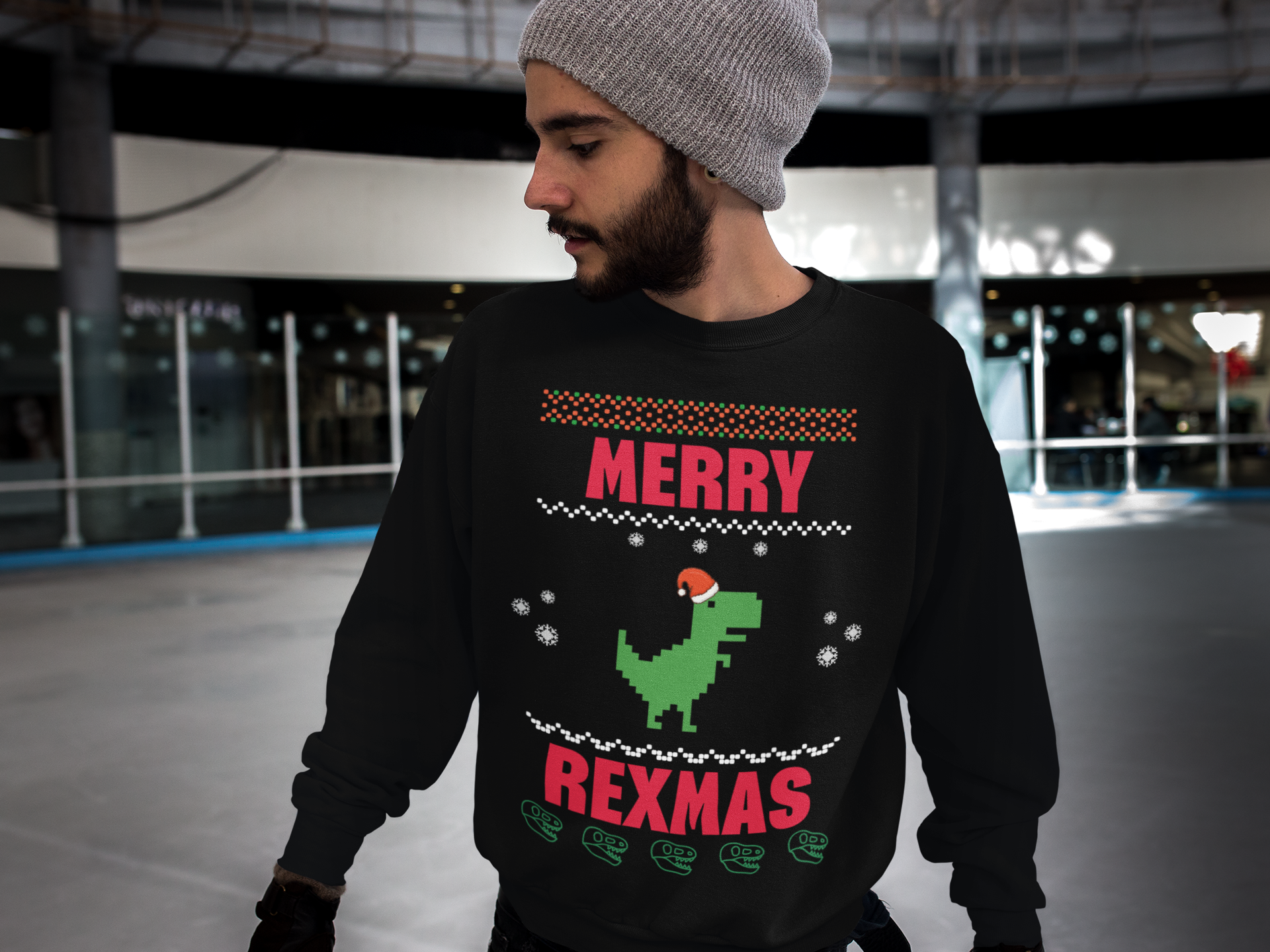 Merry Rexmas T-Rex Sweatshirt - Men's