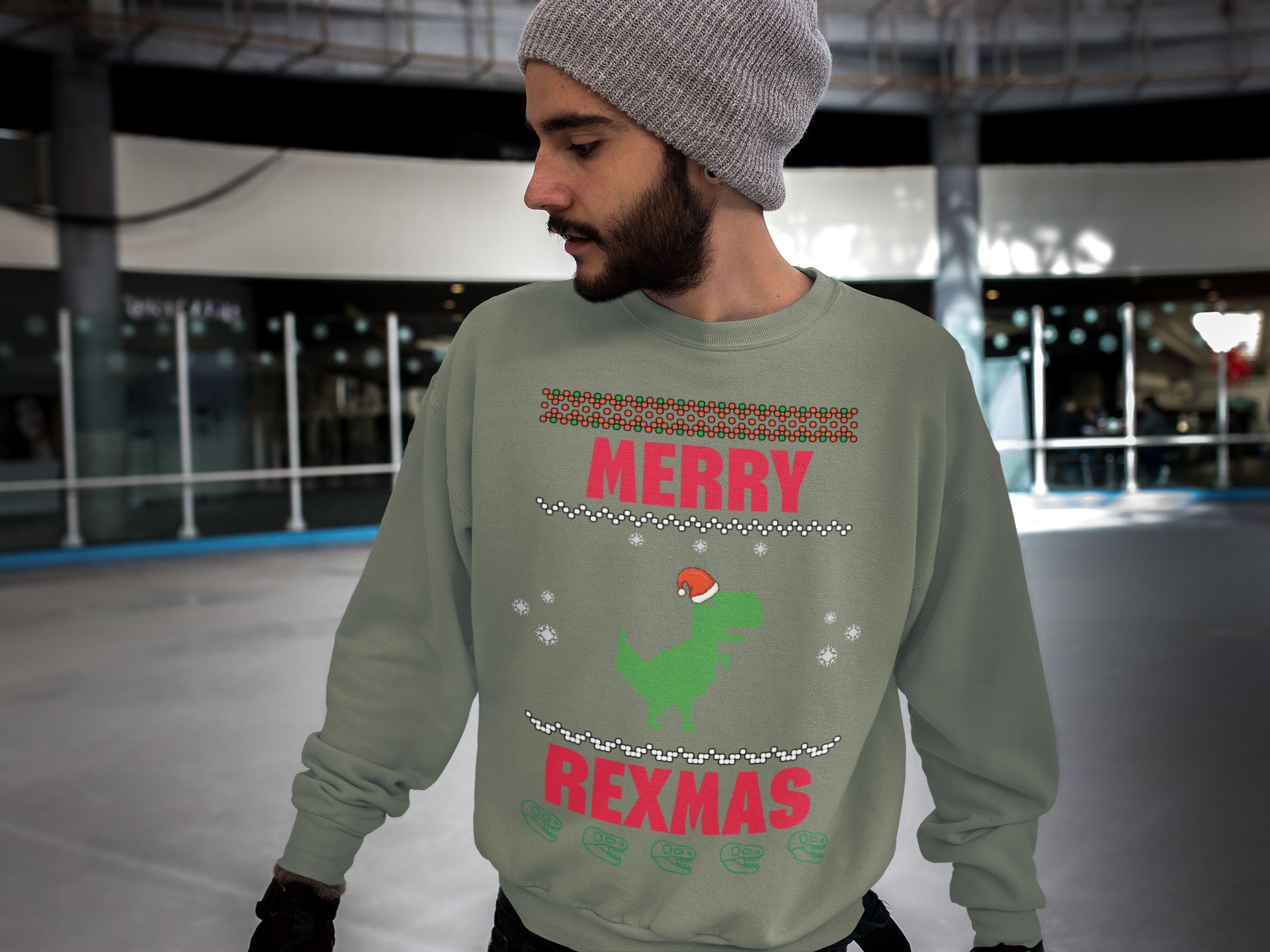 Merry Rexmas T-Rex Sweatshirt - Men's