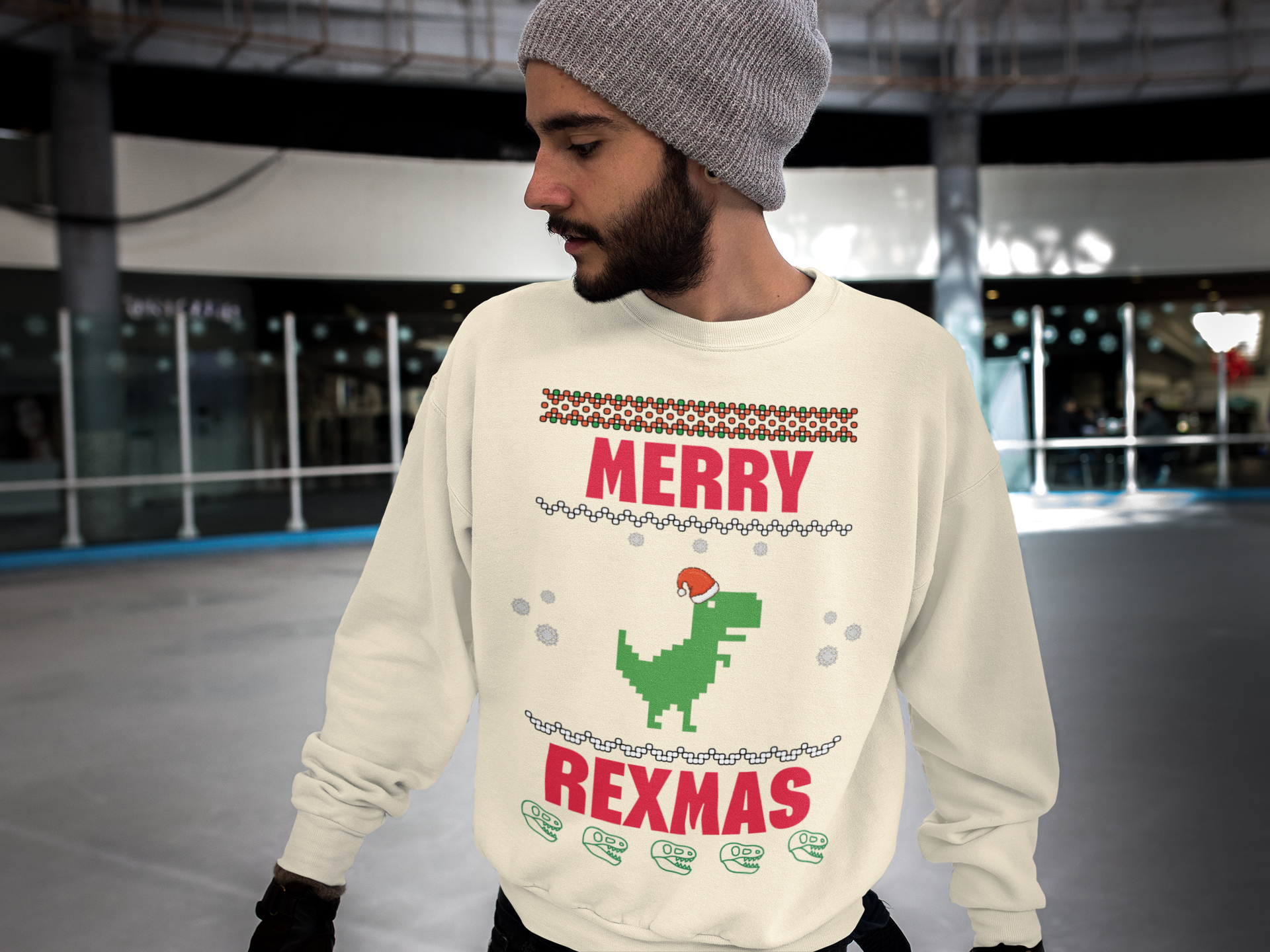 Merry Rexmas T-Rex Sweatshirt - Men's