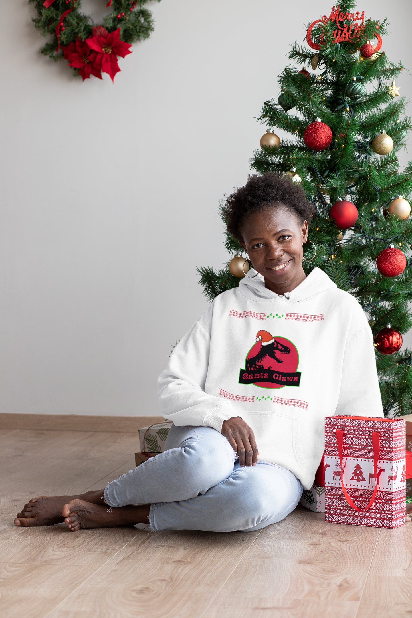 Santa Claws Christmas Hoodie - Women's