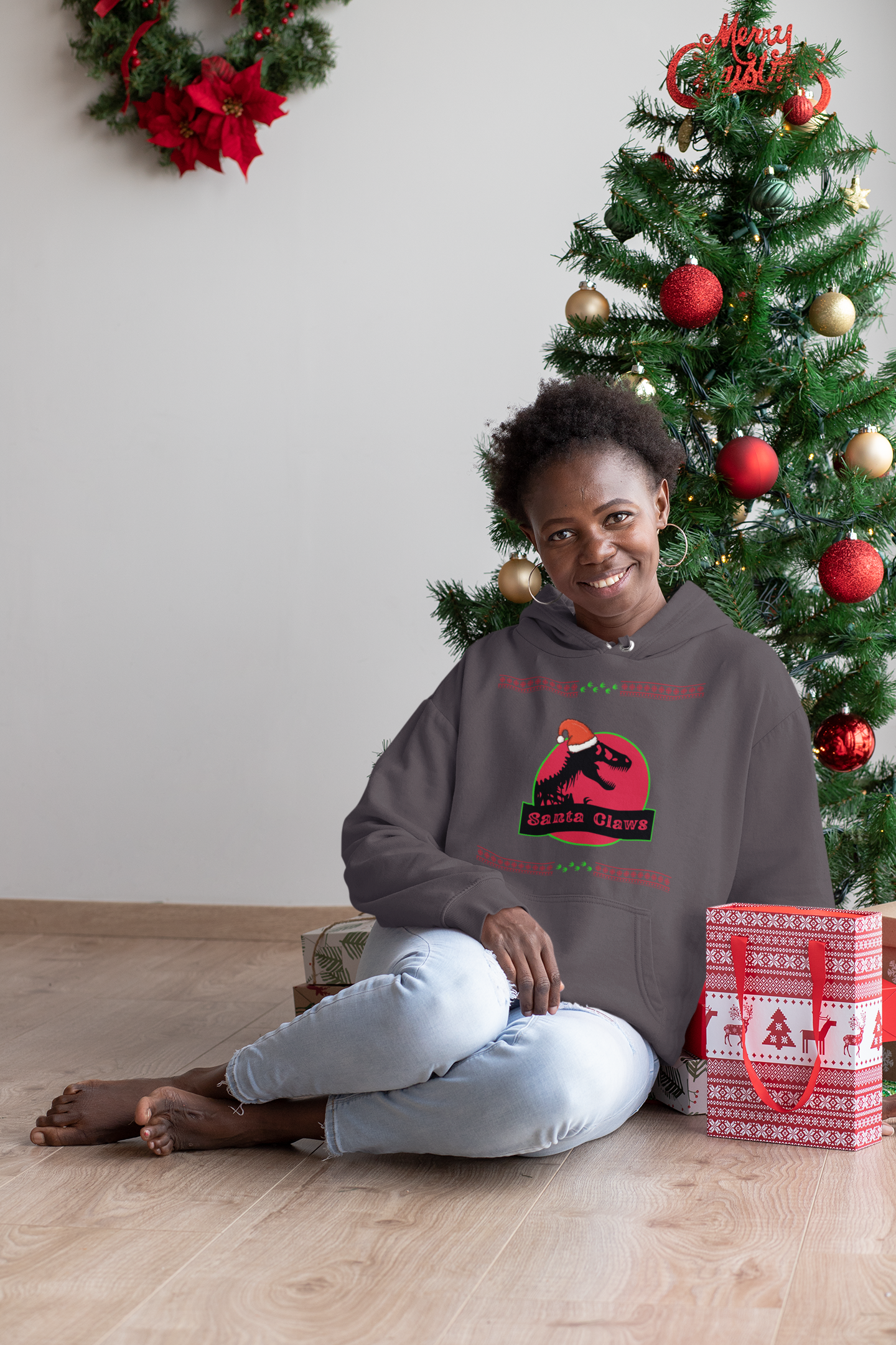 Santa Claws Christmas Hoodie - Women's