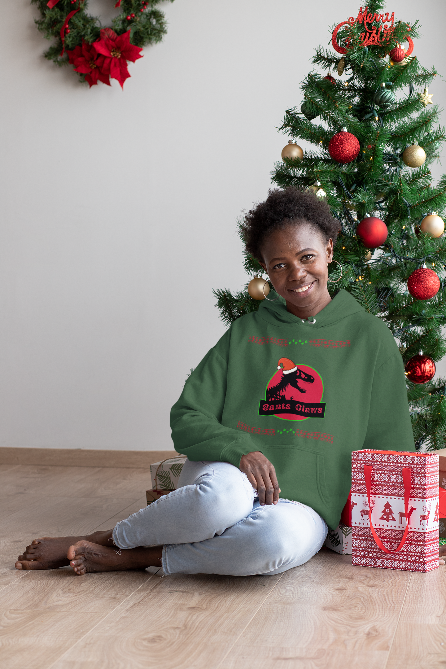 Santa Claws Christmas Hoodie - Women's