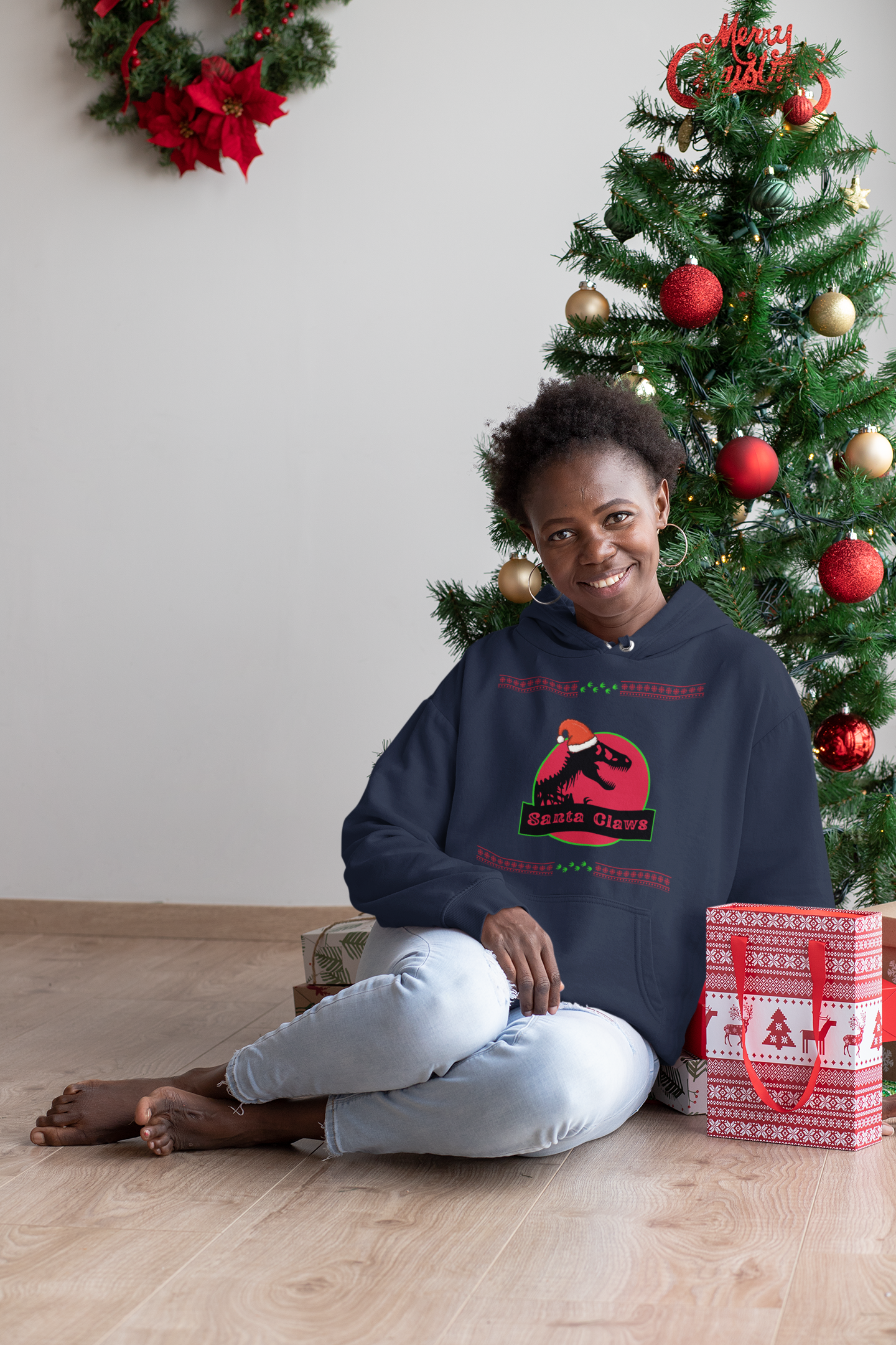 Santa Claws Christmas Hoodie - Women's