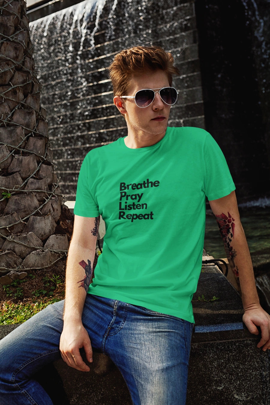 Sacred Rhythm Tee – Breathe. Pray. Listen. Repeat