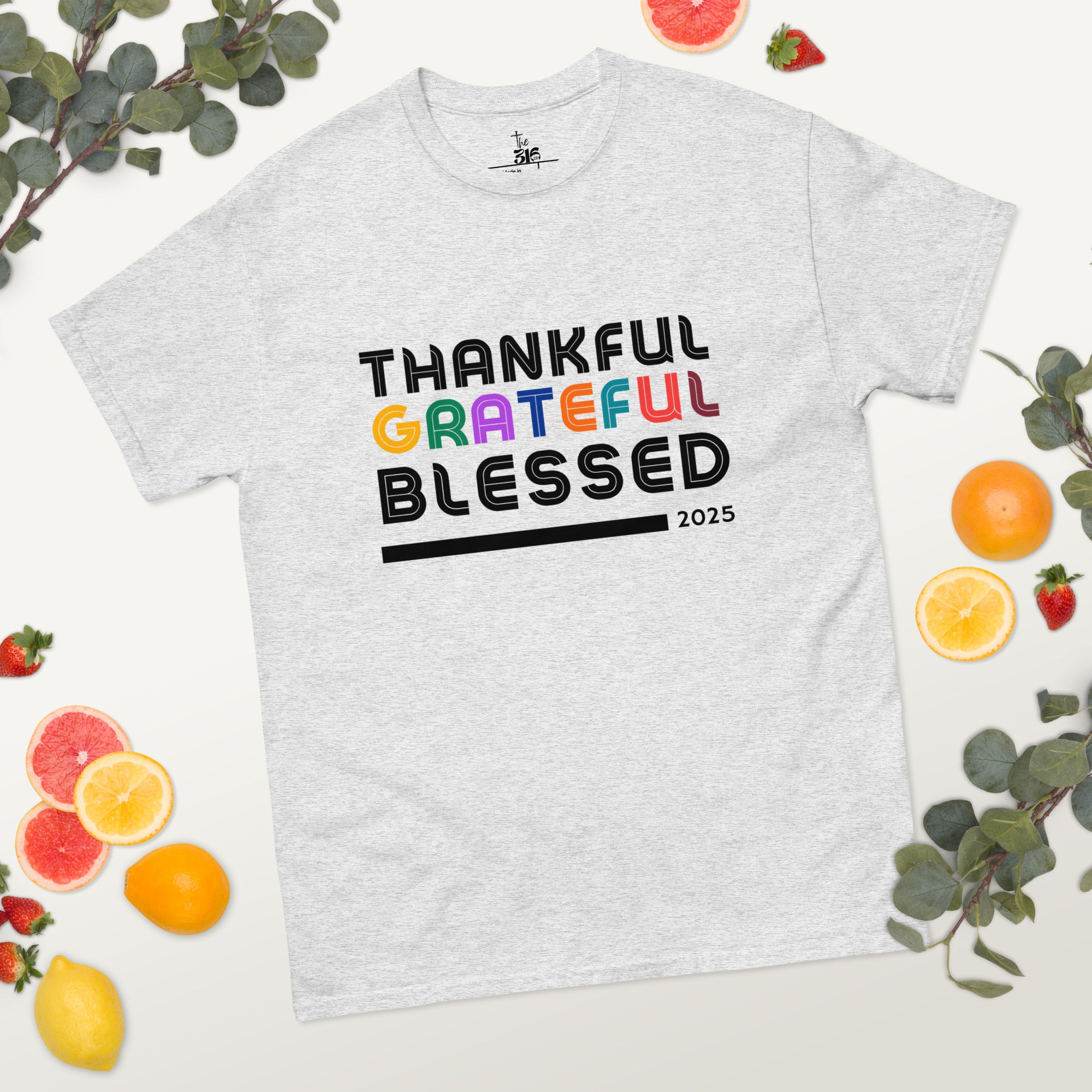 Thankful Grateful Blessed T-Shirt - Men's Thanksgiving Tee