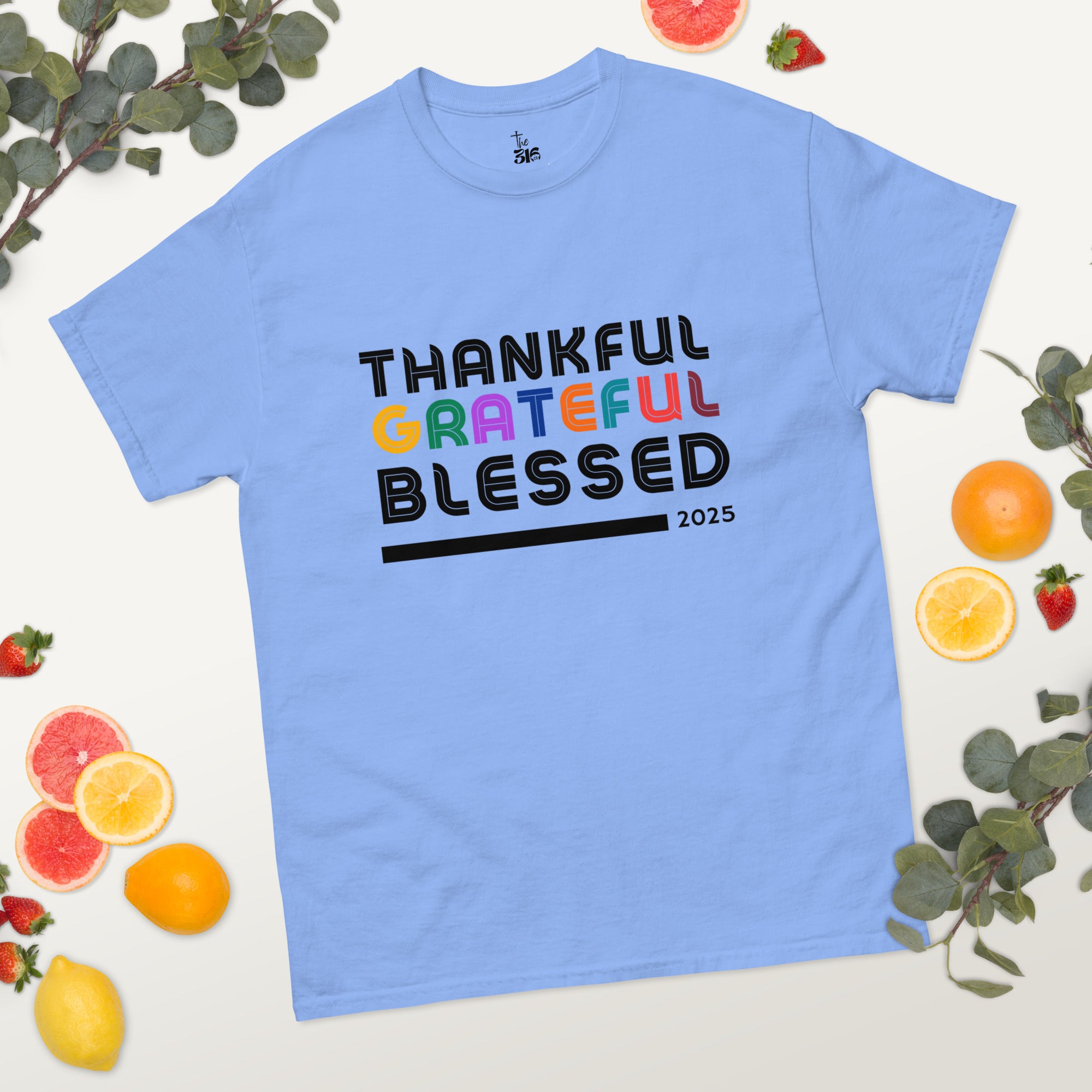 Thankful Grateful Blessed T-Shirt - Men's Thanksgiving Tee