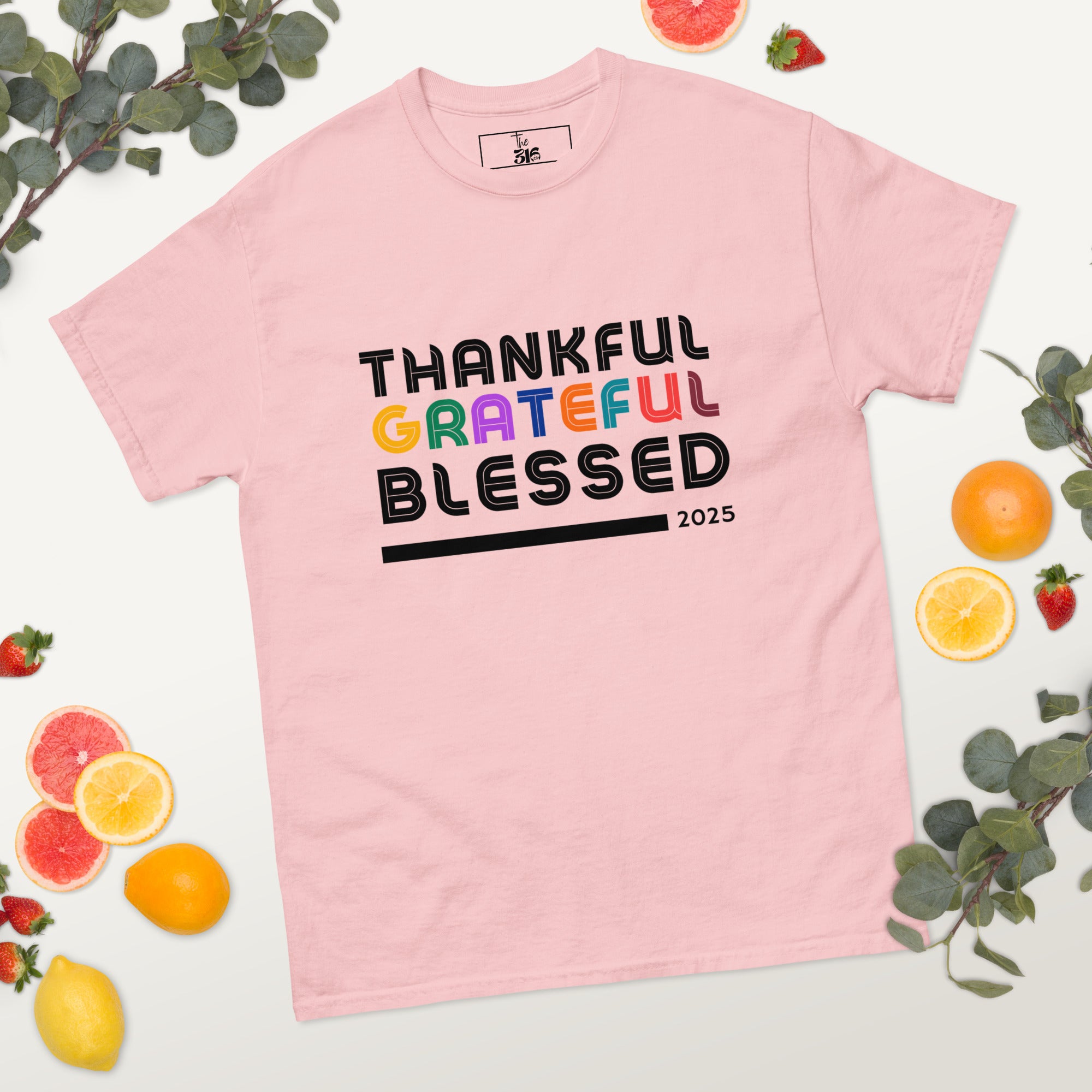 Thankful Grateful Blessed T-Shirt - Men's Thanksgiving Tee