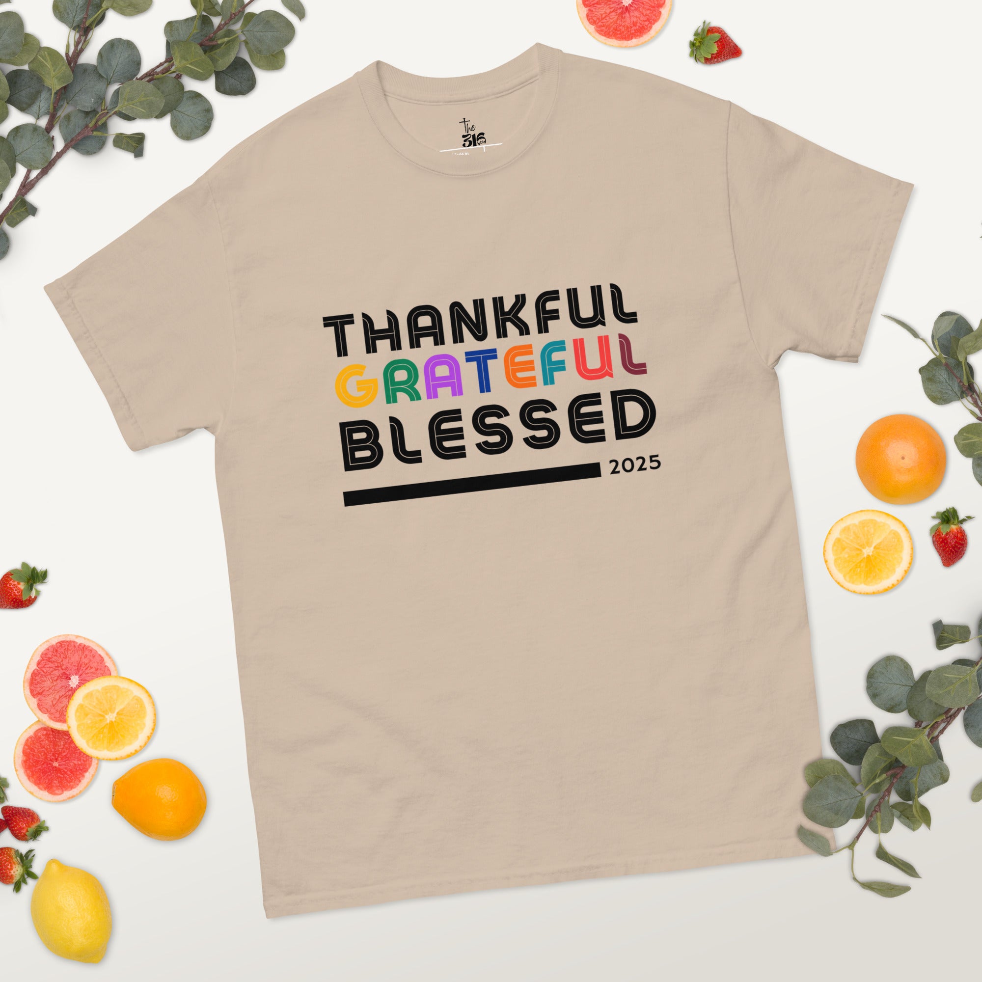 Thankful Grateful Blessed T-Shirt - Women's Thanksgiving Tee
