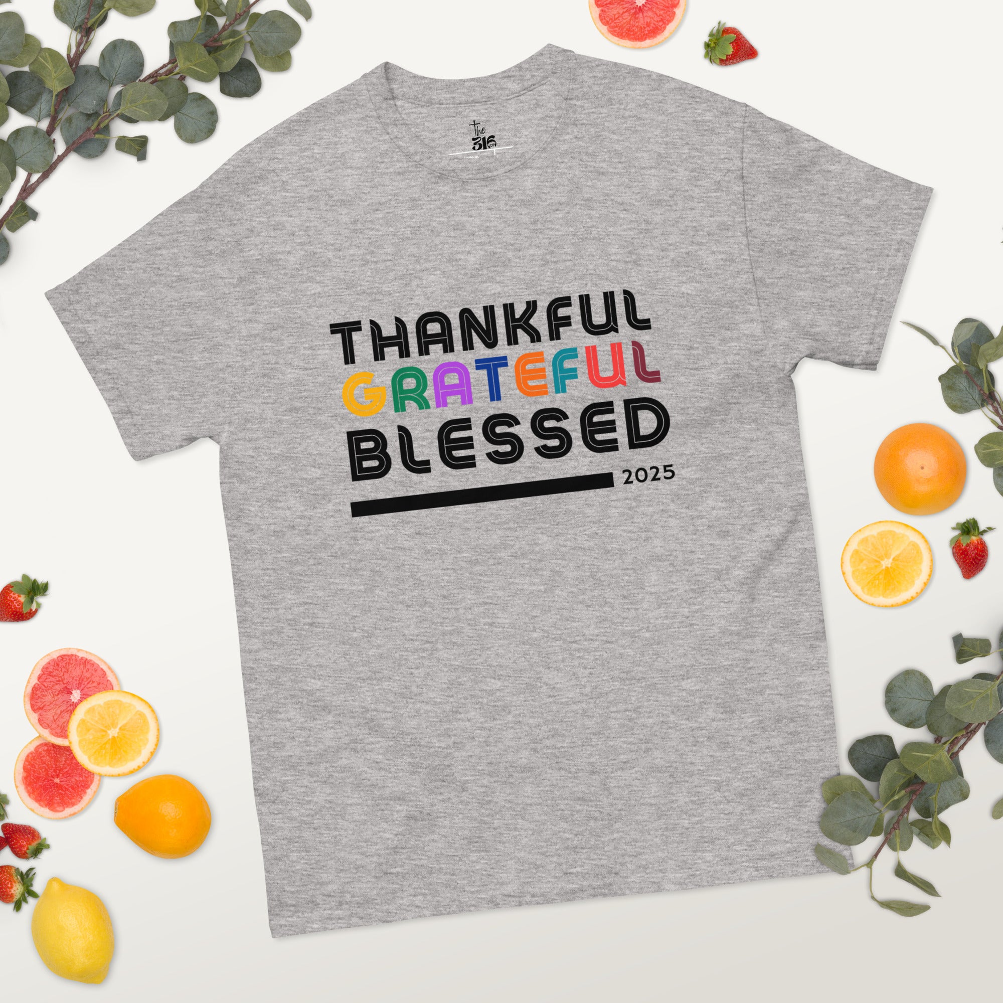 Thankful Grateful Blessed T-Shirt - Women's Thanksgiving Tee