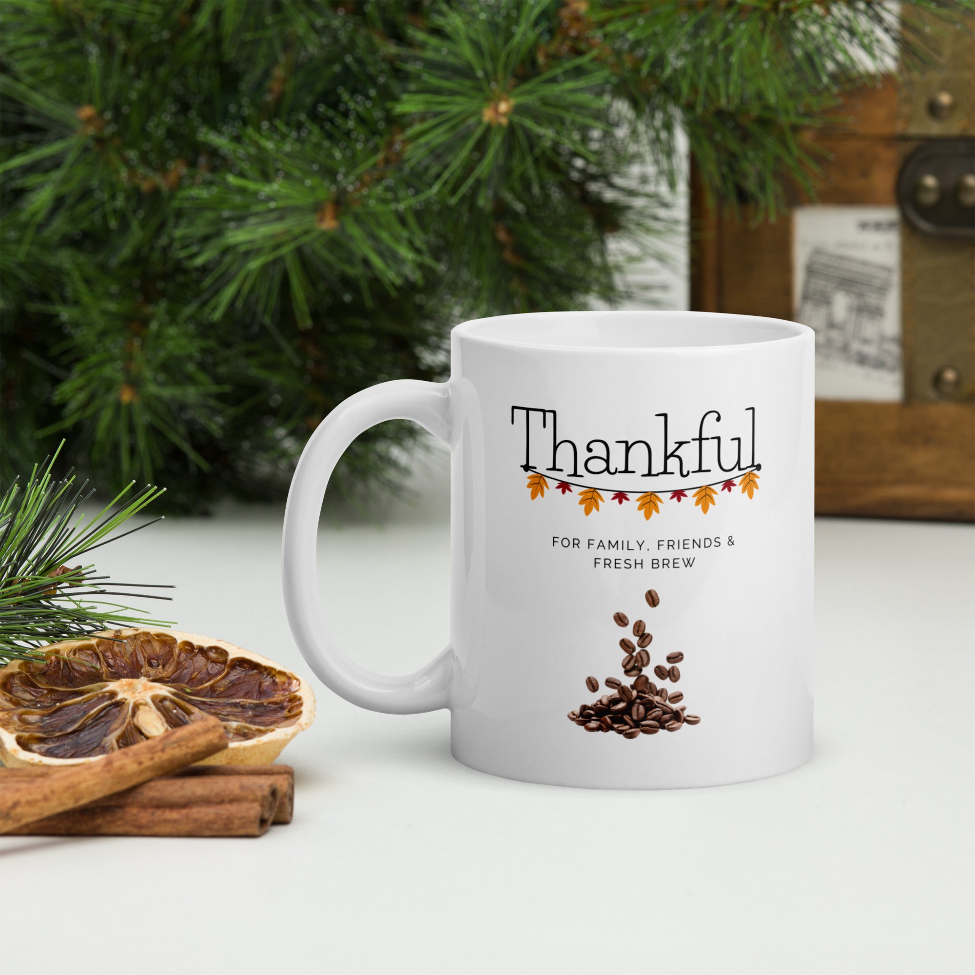 Thankful Mug – Family, Friends & Fresh Brew
