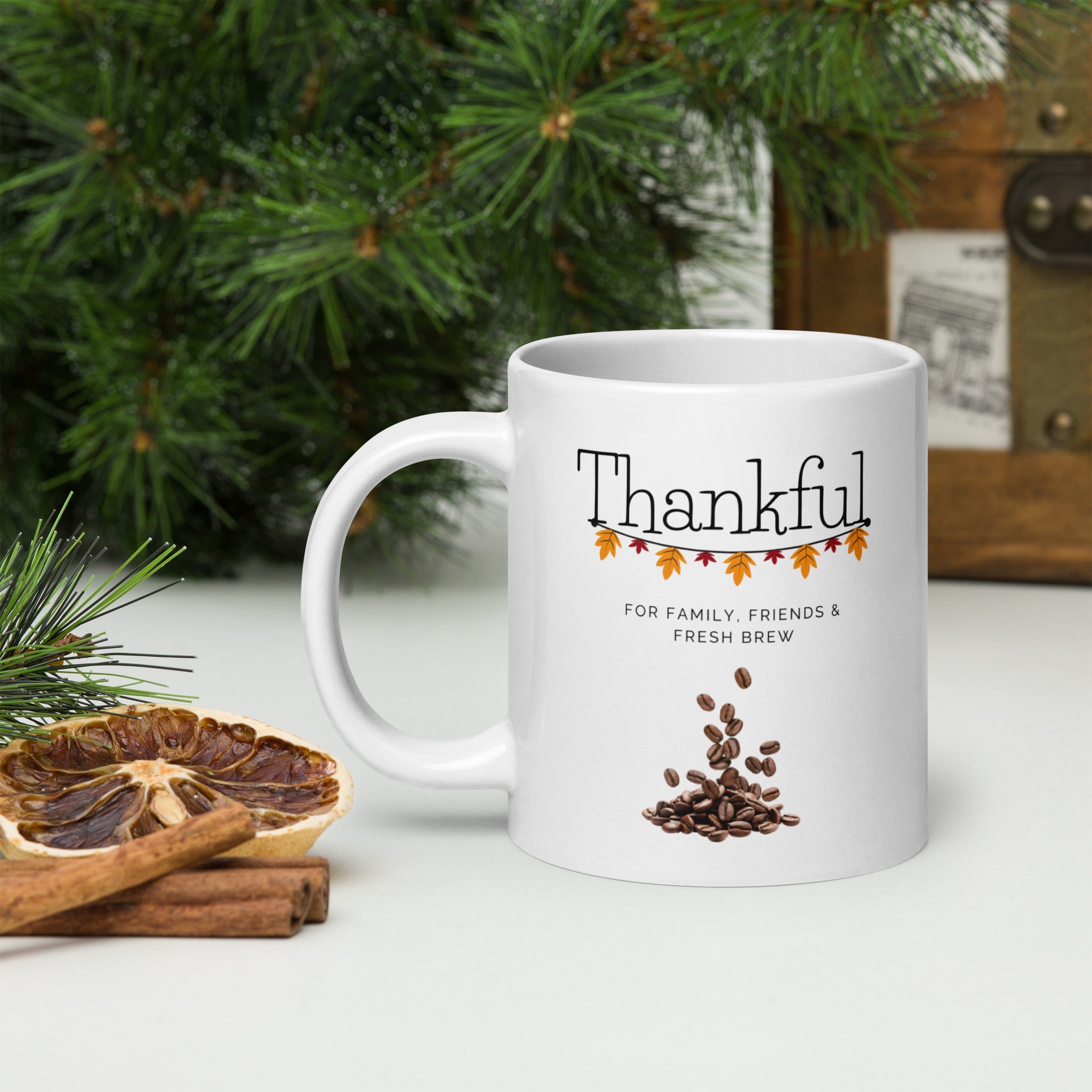 Thankful Mug – Family, Friends & Fresh Brew