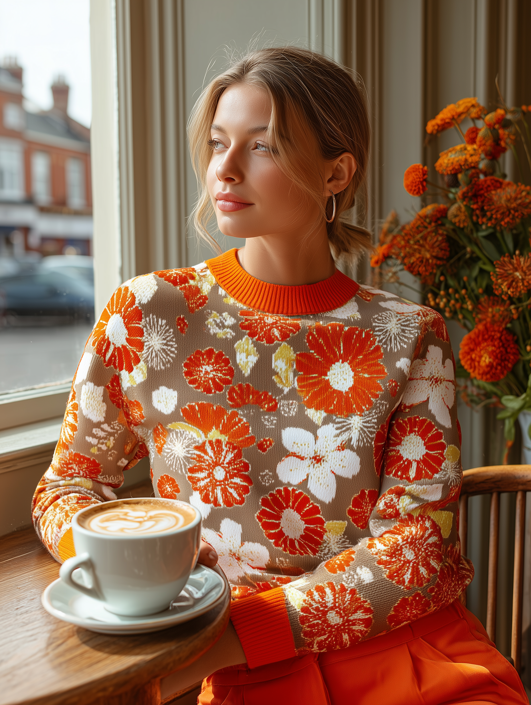 Thanksgiving Allover Flower Sweater - Women's