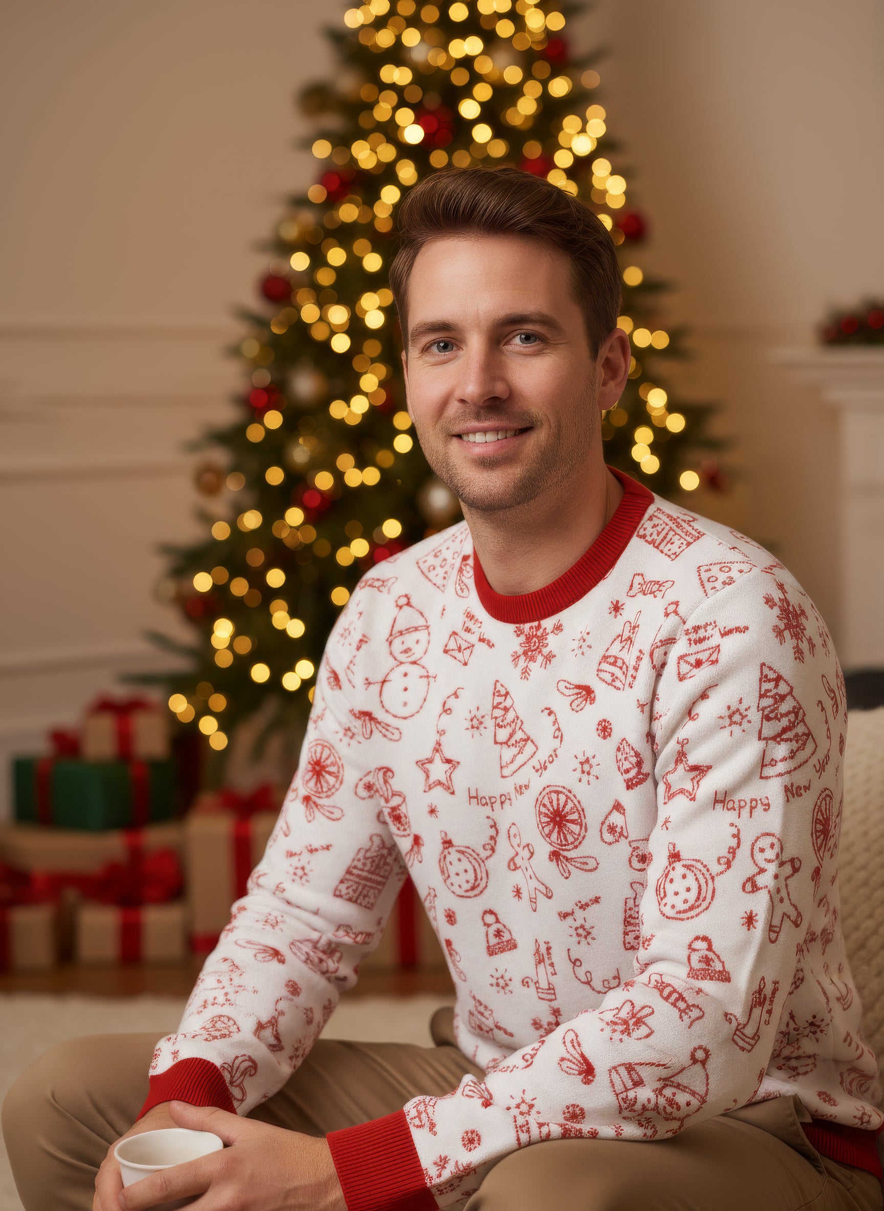 Line Art Christmas Sweater - Men's