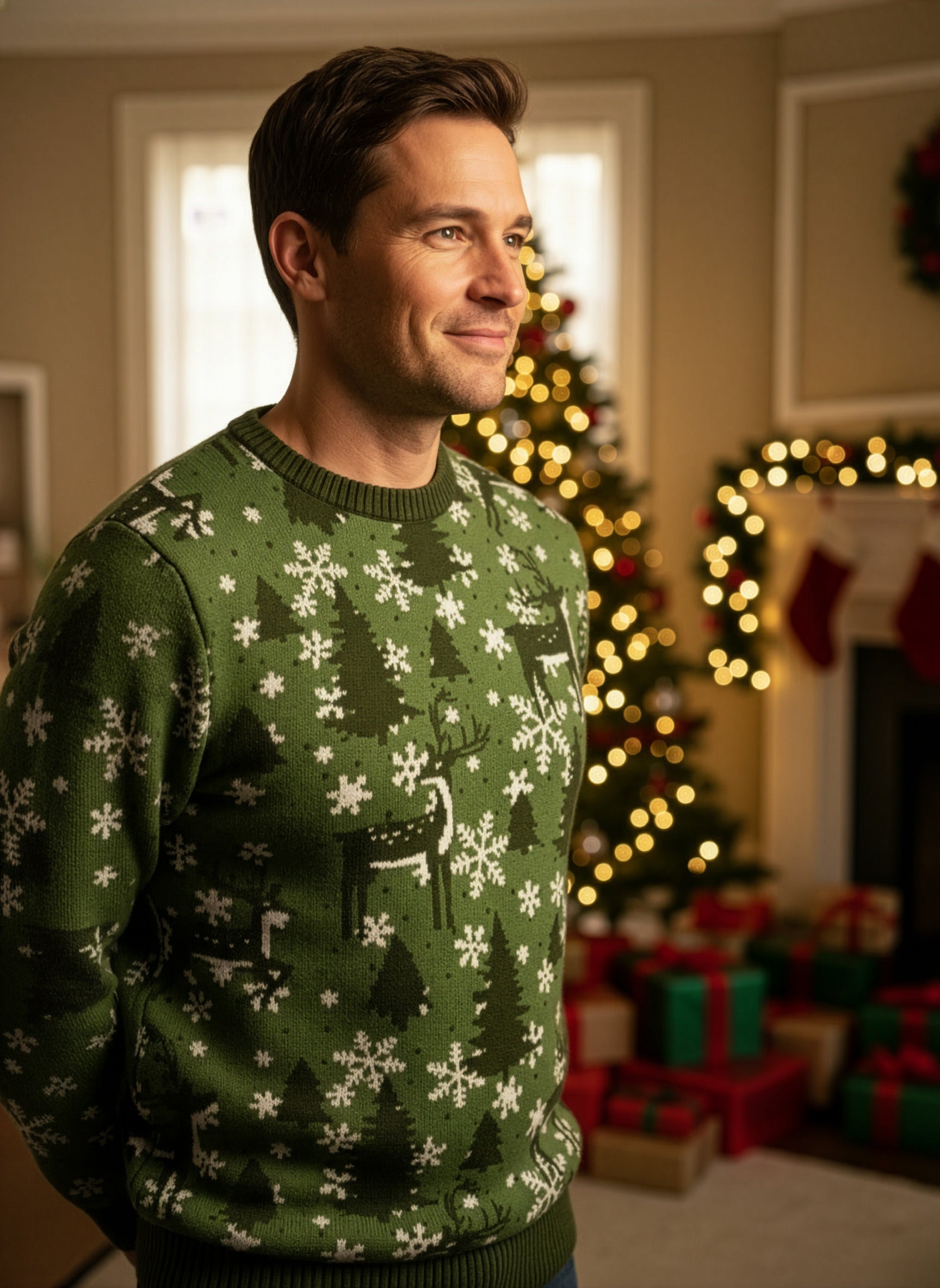 Reindeer Allover Christmas Sweater - Men's