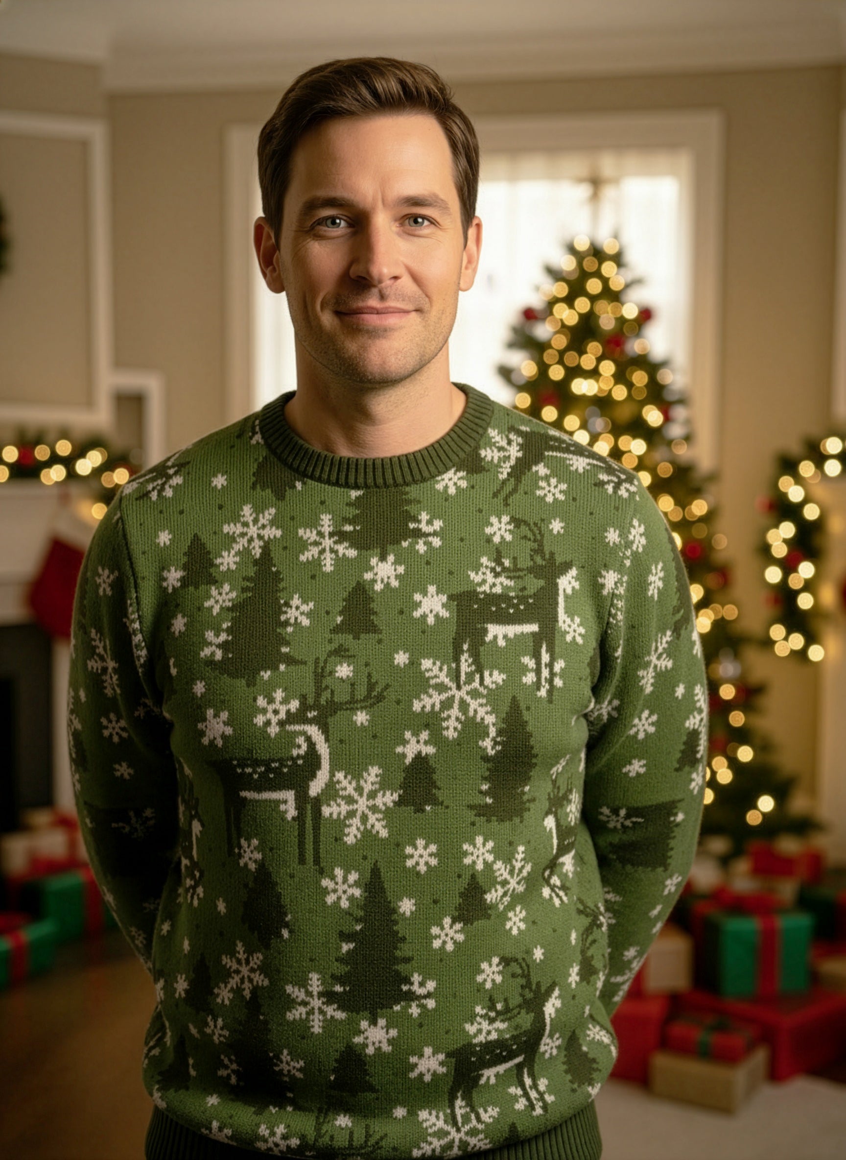 Reindeer Allover Christmas Sweater - Men's