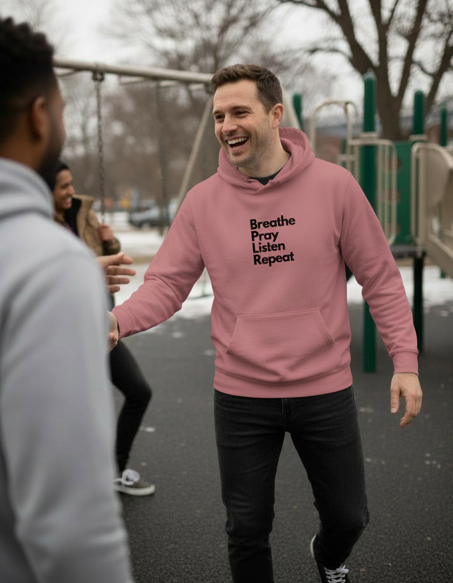 Sacred Rhythm Hoodie – Breathe. Pray. Listen. Repeat - Men's