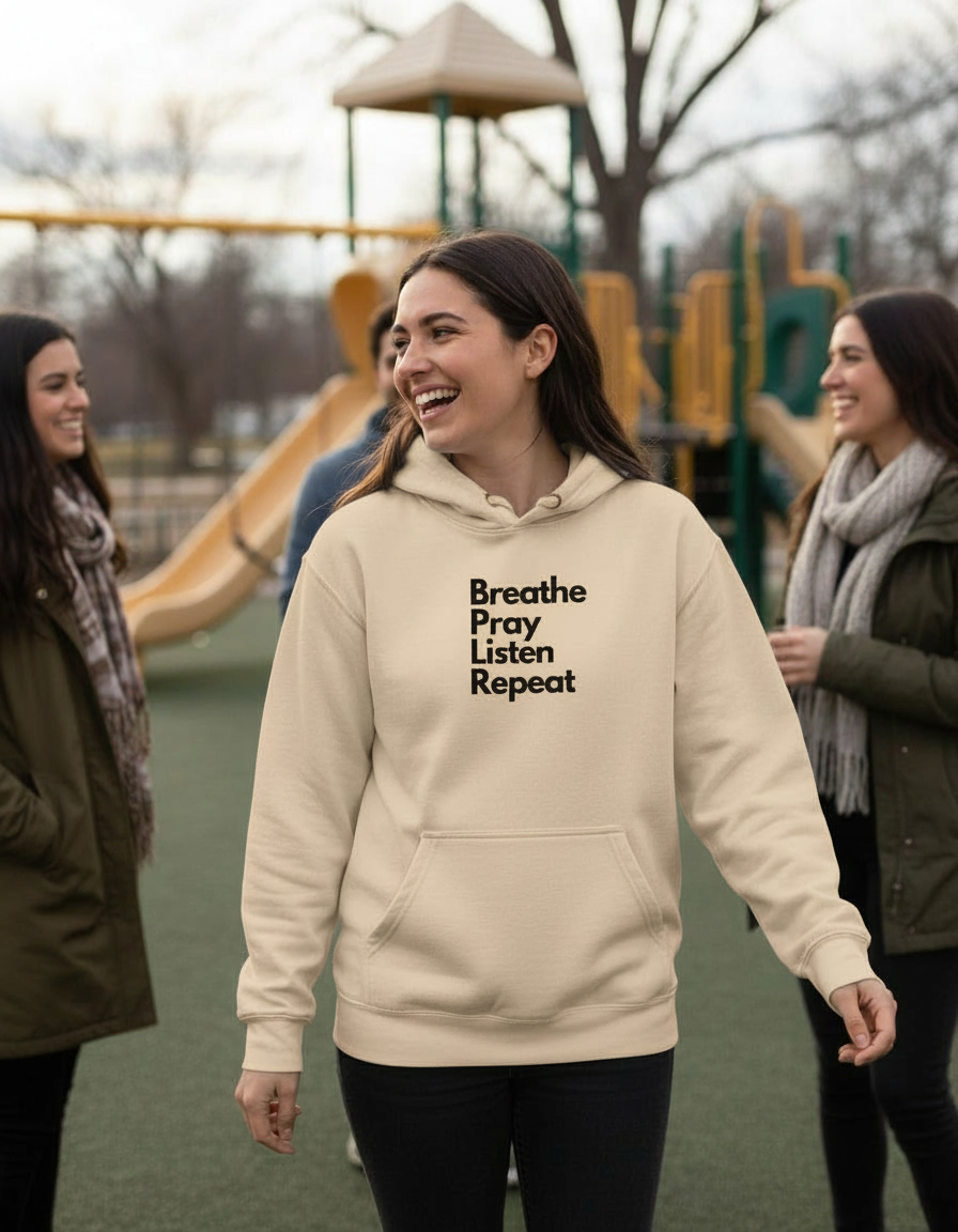 Sacred Rhythm Hoodie – Breathe. Pray. Listen. Repeat