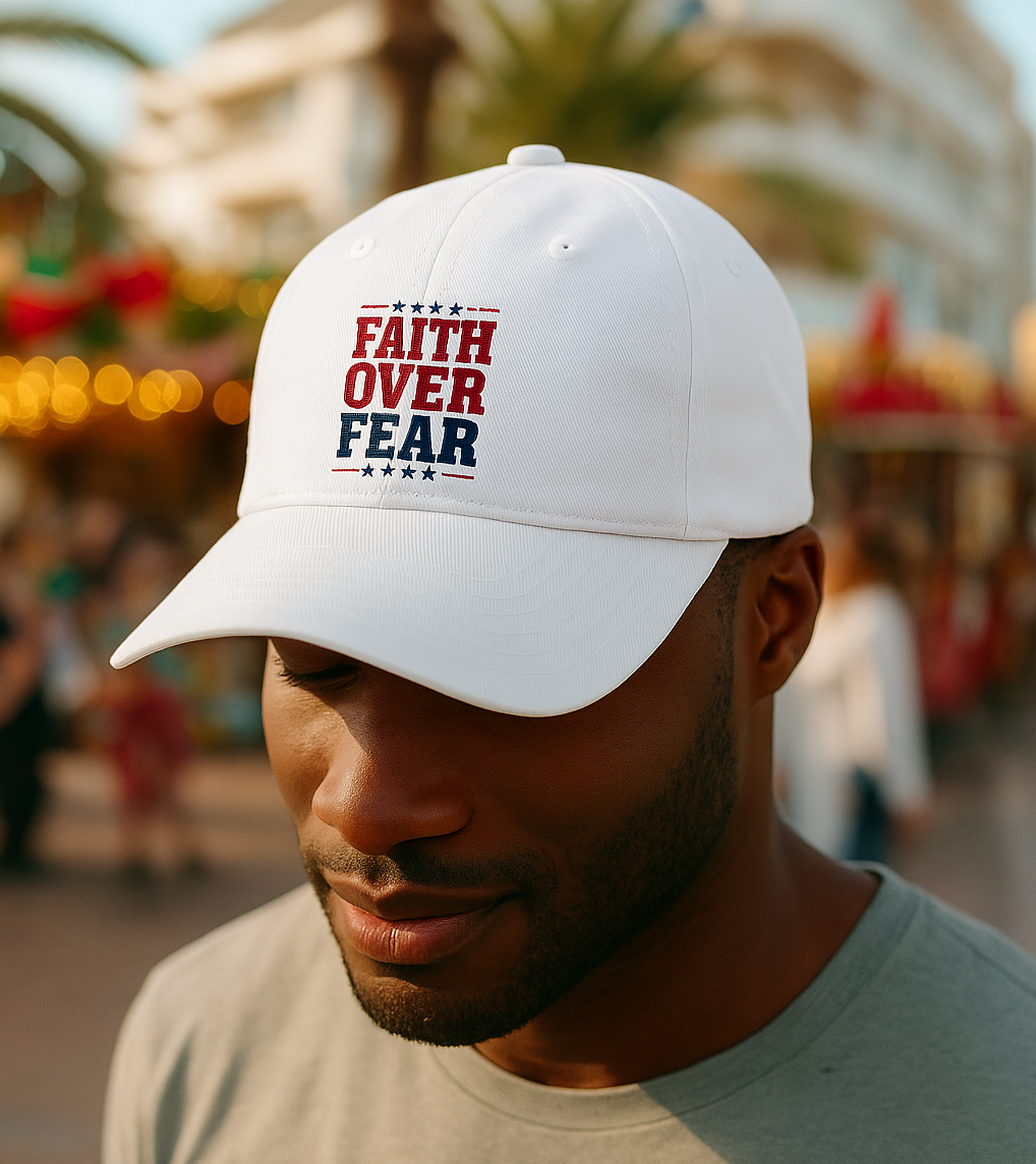 Faith Over Fear Cap  — Red and Blue