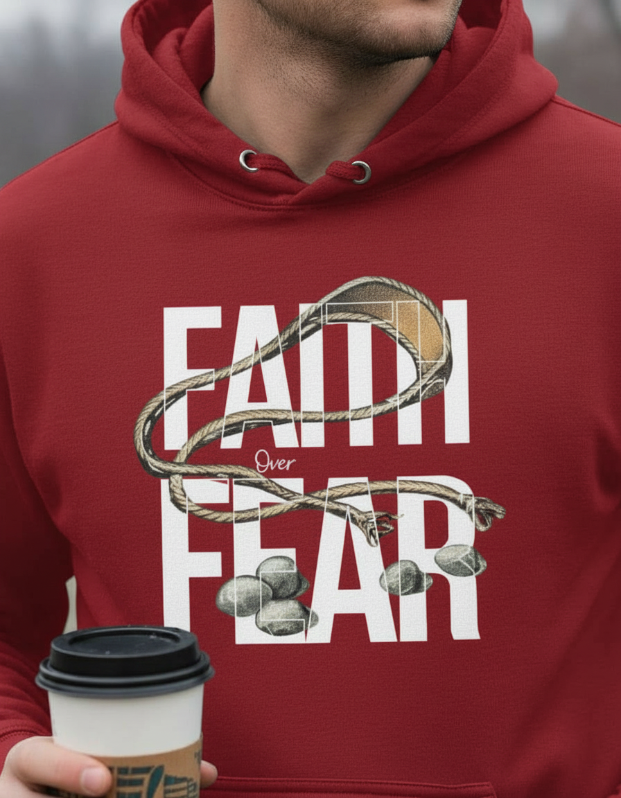 Faith Over Fear Hoodie – David’s Sling Edition - Men's