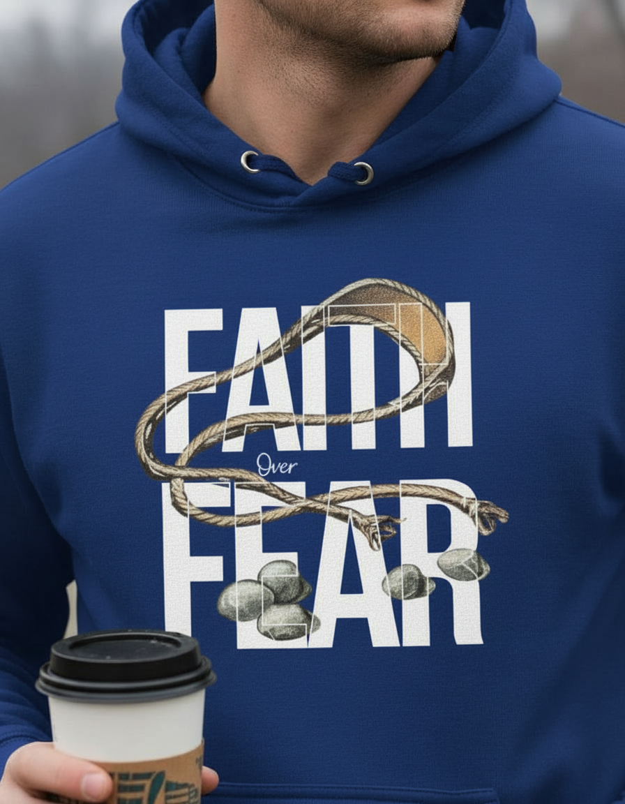 Faith Over Fear Hoodie – David’s Sling Edition - Men's