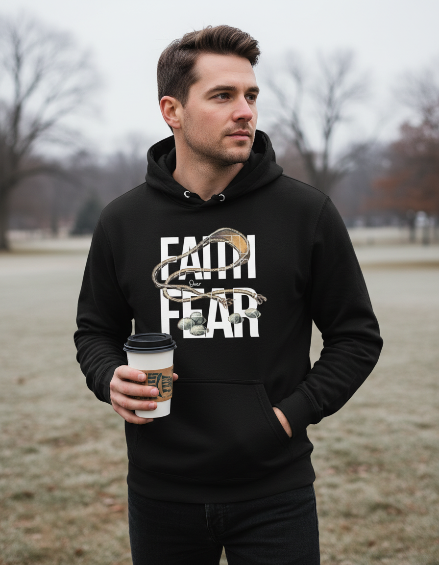 Faith Over Fear Hoodie – David’s Sling Edition - Men's