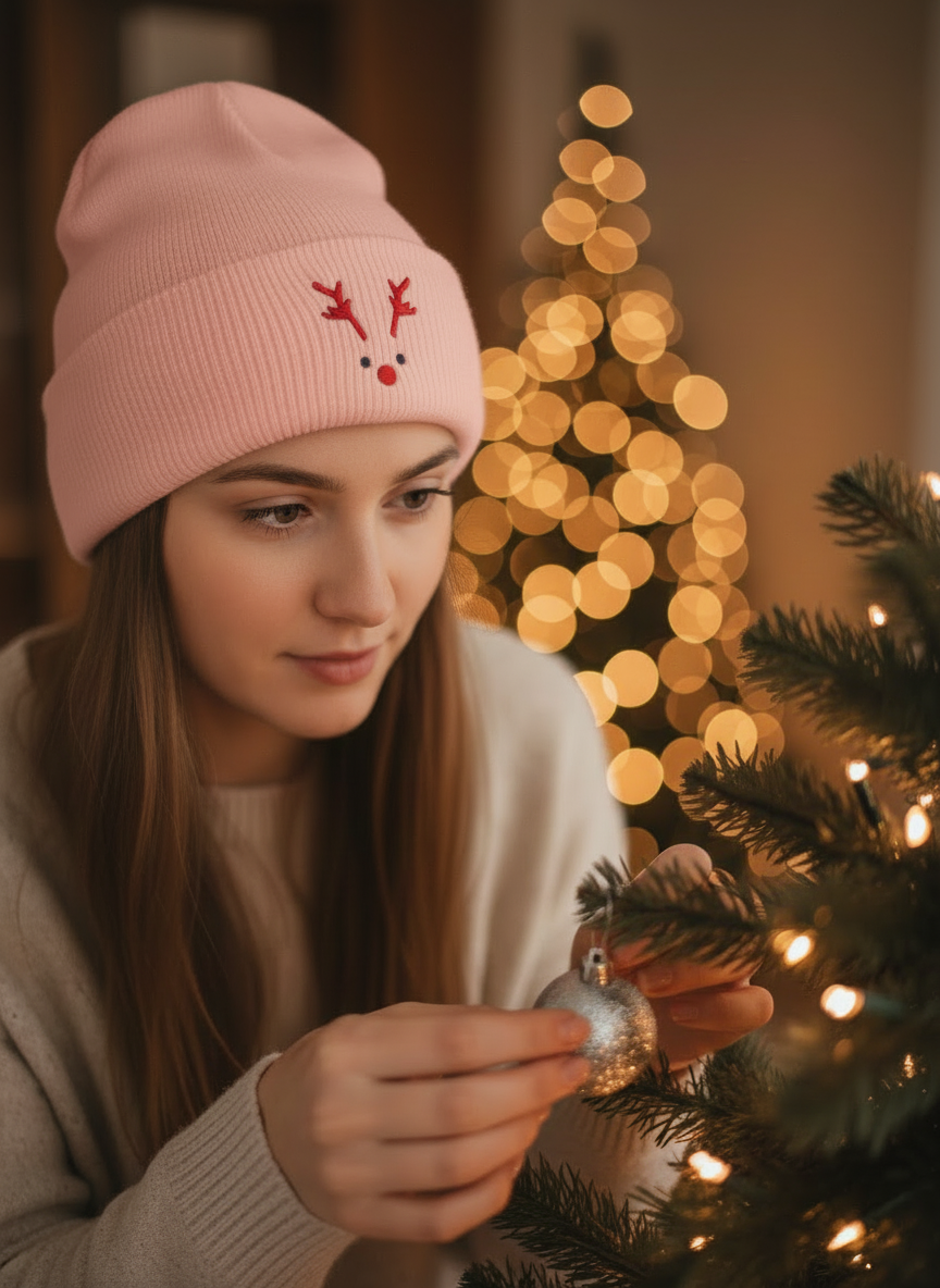 Rudolph Red-Nosed Reindeer Christmas Beanie  - Women's