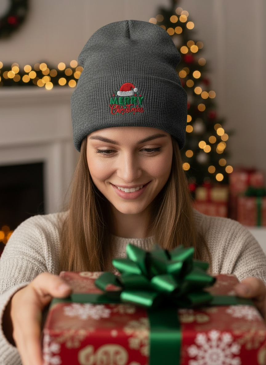 Merry Christmas Classic Knit Beanie (V2) - Women's