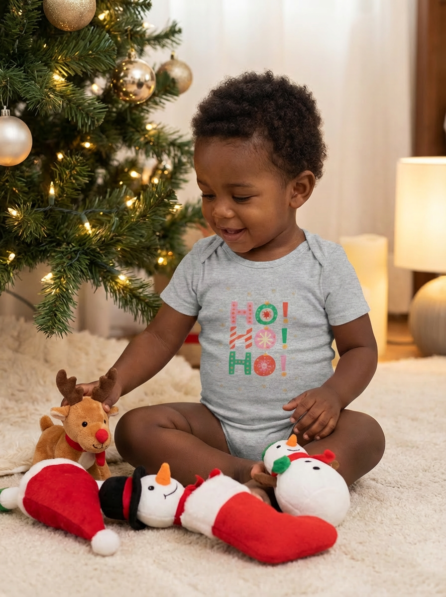 Ho Ho Ho Baby Christmas One Piece | Holiday Short Sleeve Bodysuit