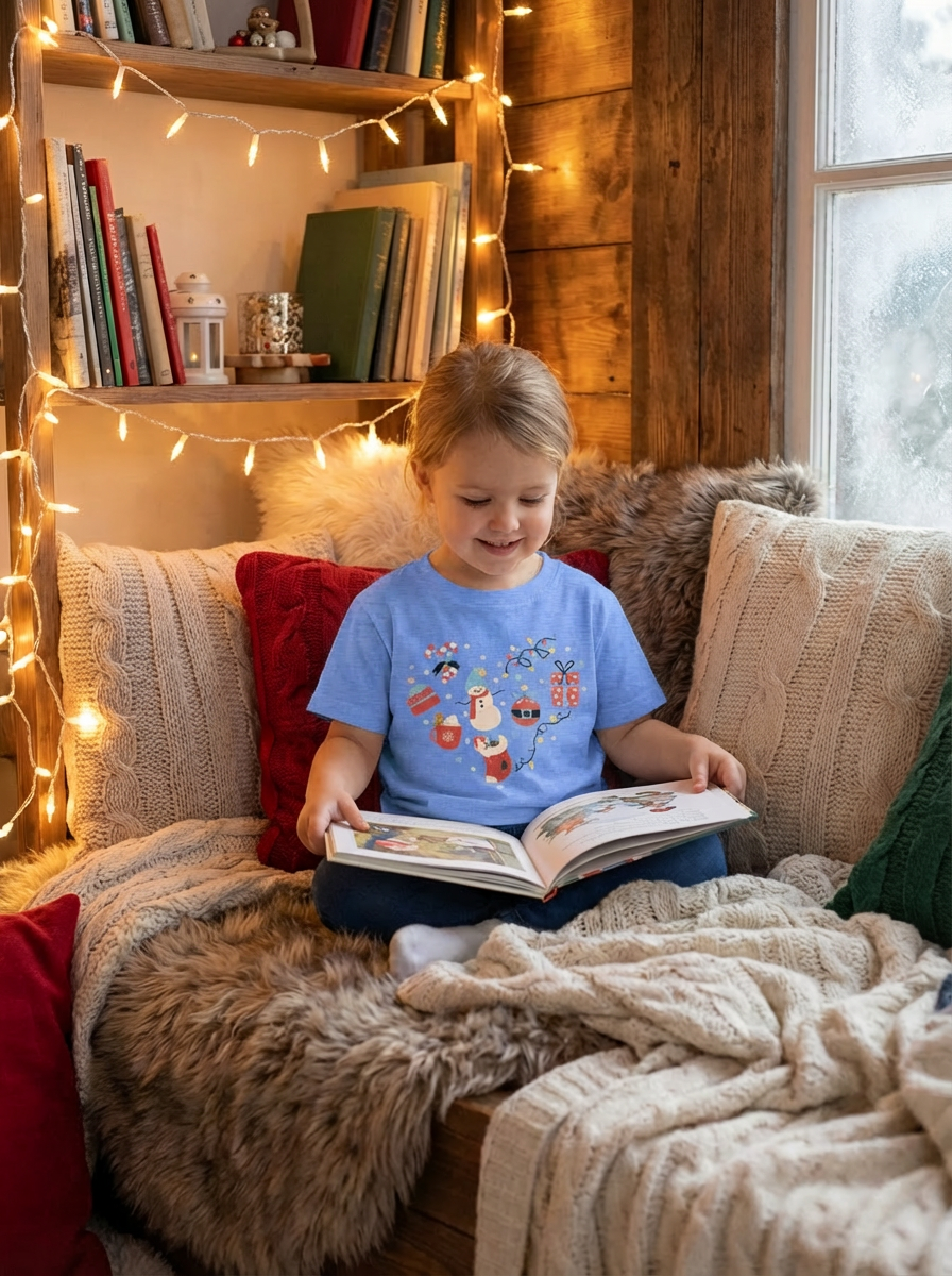 Christmas Heart Toddler Short Sleeve Tee | Festive Holiday Kids Shirt