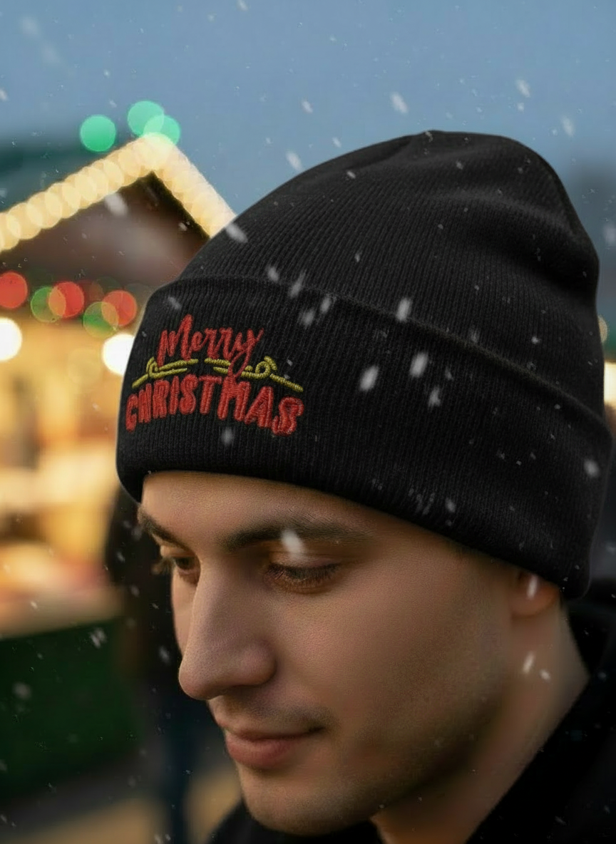 Merry Christmas Cuffed Beanie - Men's