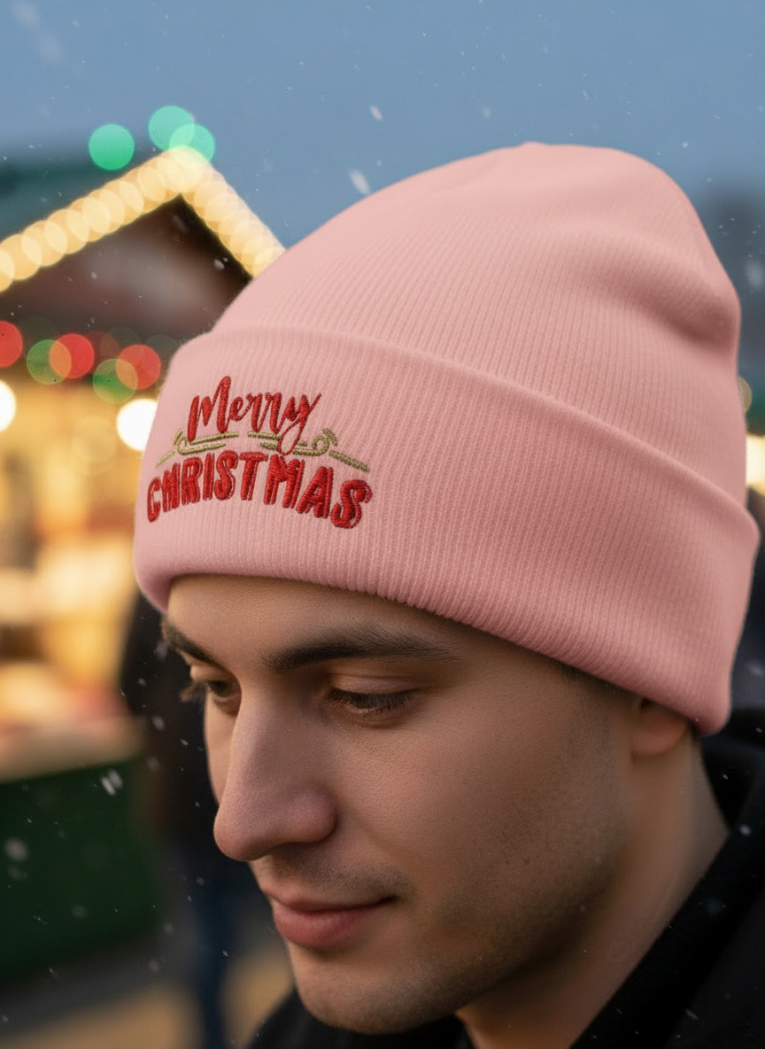 Merry Christmas Cuffed Beanie - Men's