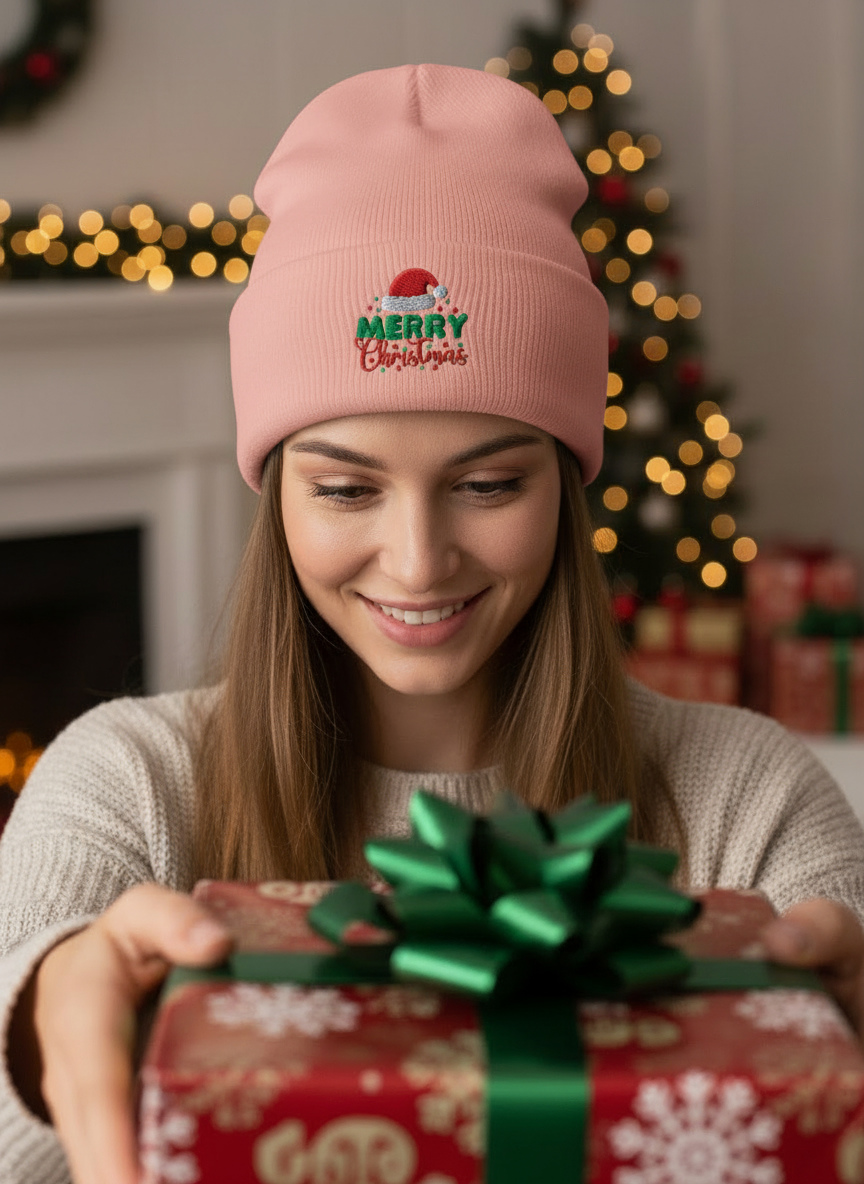 Merry Christmas Classic Knit Beanie (V2) - Women's