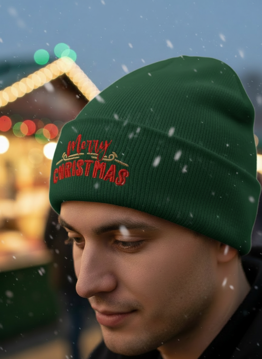Merry Christmas Cuffed Beanie - Men's