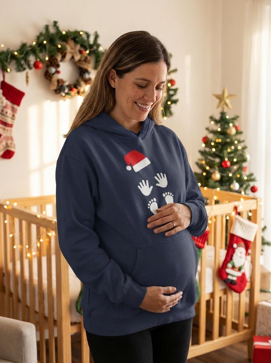 Expecting Mother Christmas Oversized Heavyweight Hoodie