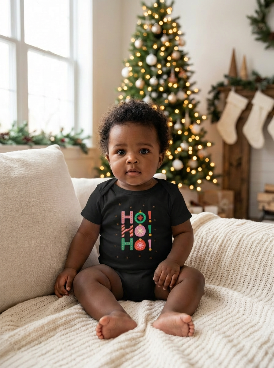Ho Ho Ho Baby Christmas One Piece | Holiday Short Sleeve Bodysuit