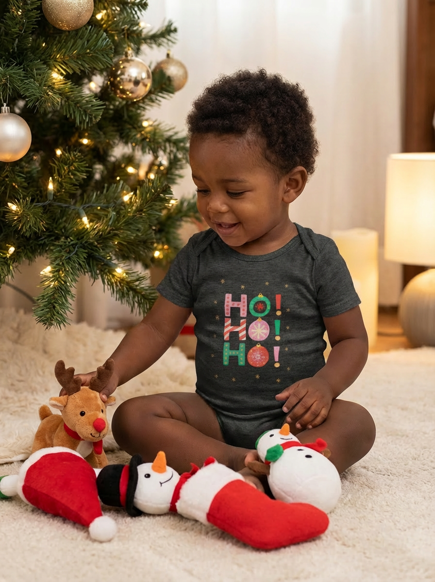 Ho Ho Ho Baby Christmas One Piece | Holiday Short Sleeve Bodysuit