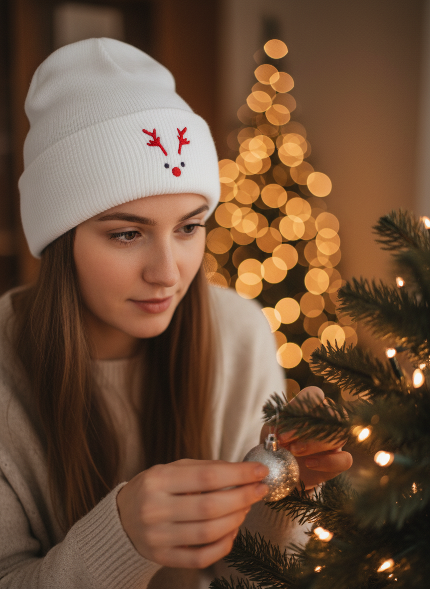 Rudolph Red-Nosed Reindeer Christmas Beanie  - Women's