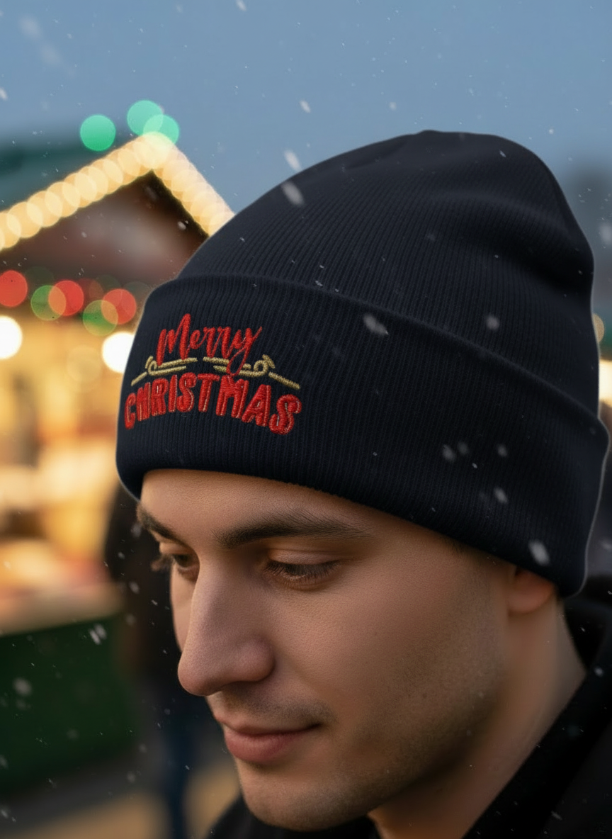 Merry Christmas Cuffed Beanie - Men's