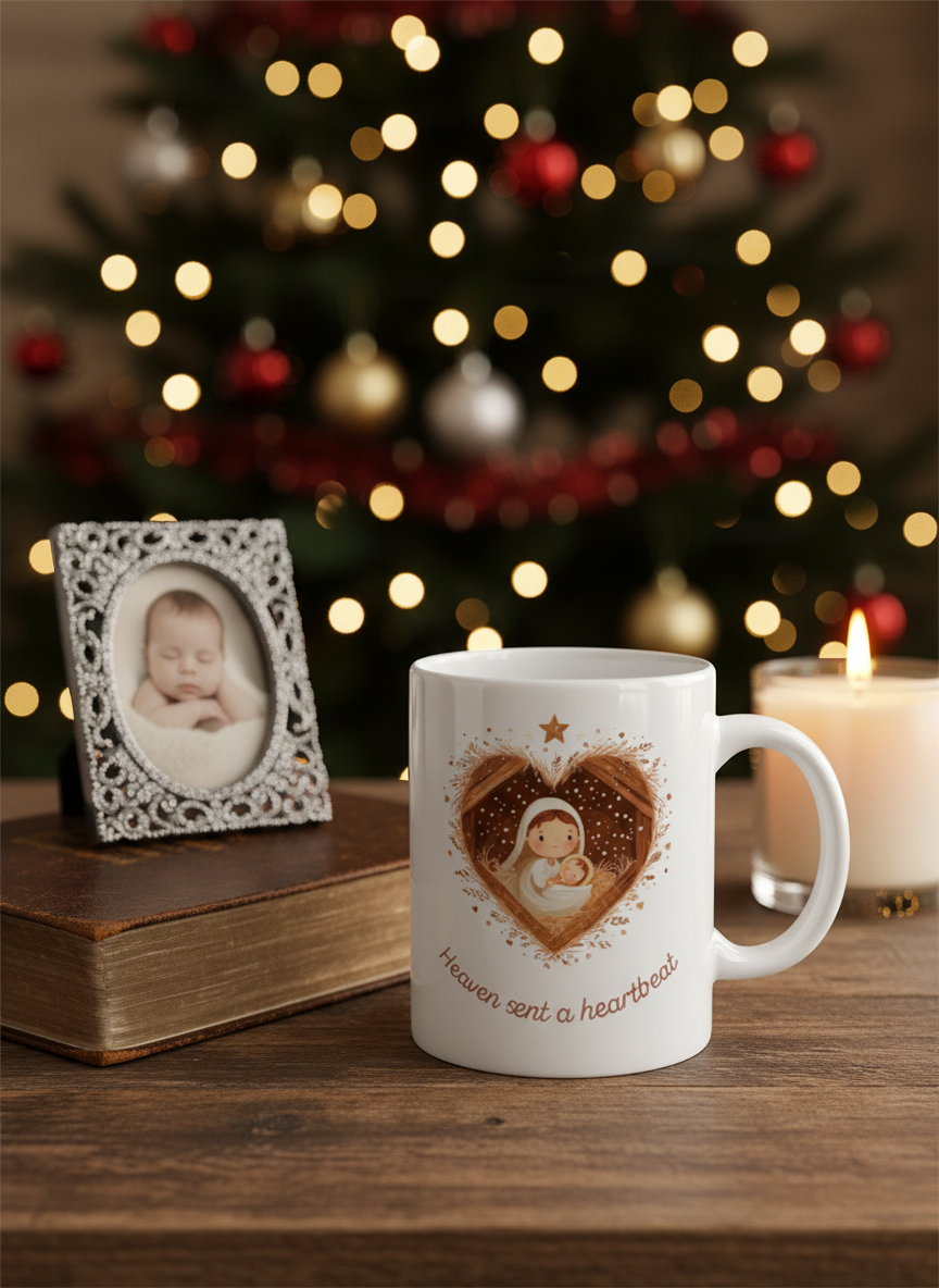 Heaven Sent a Heartbeat Christmas Mug