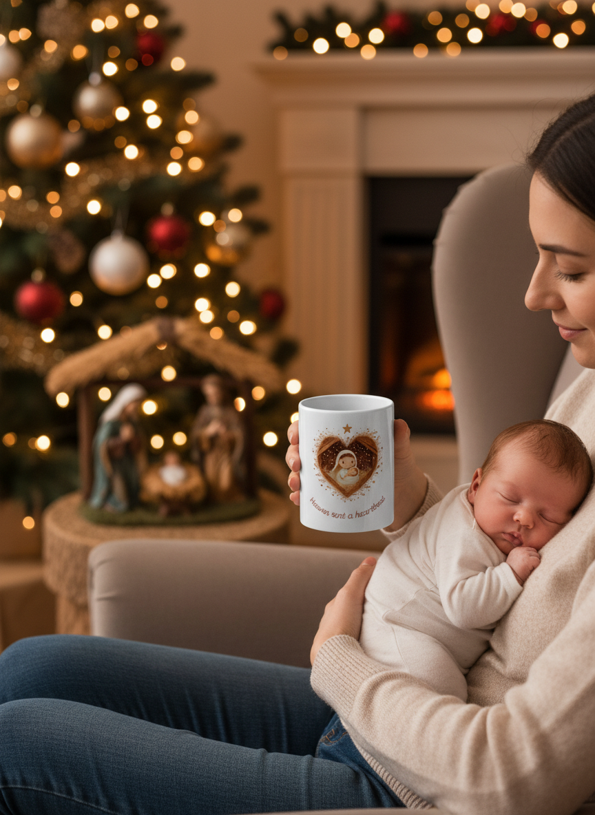Heaven Sent a Heartbeat Christmas Mug
