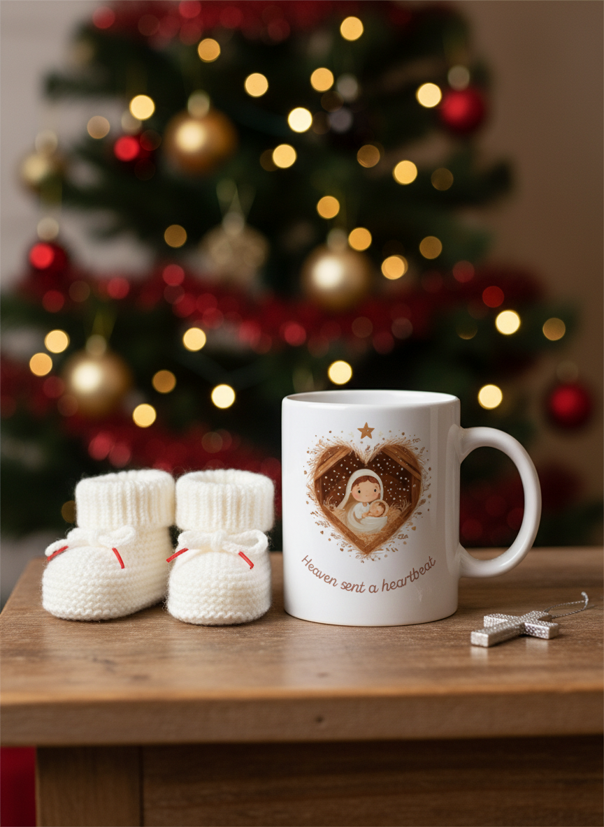 Heaven Sent a Heartbeat Christmas Mug