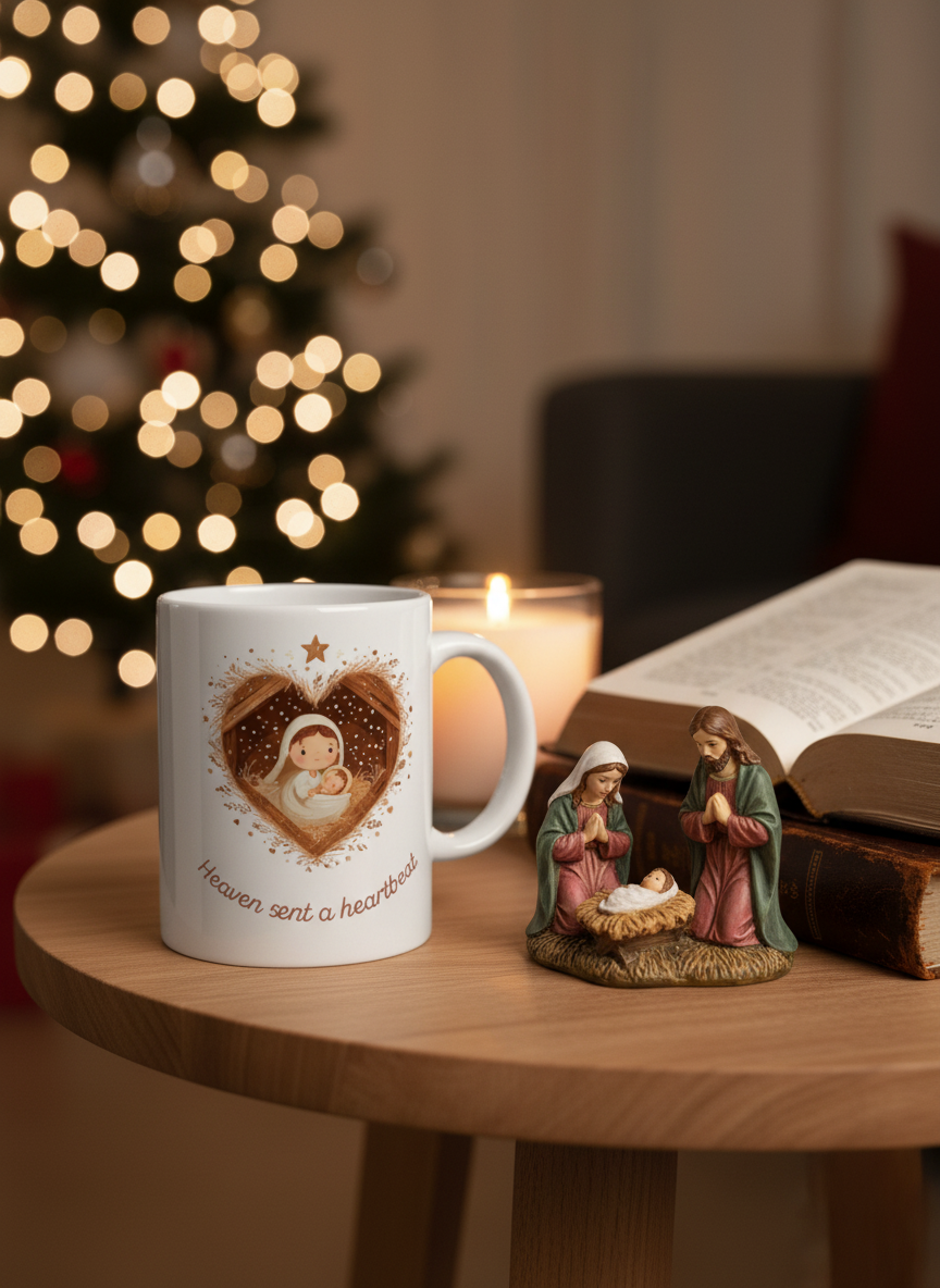 Heaven Sent a Heartbeat Christmas Mug