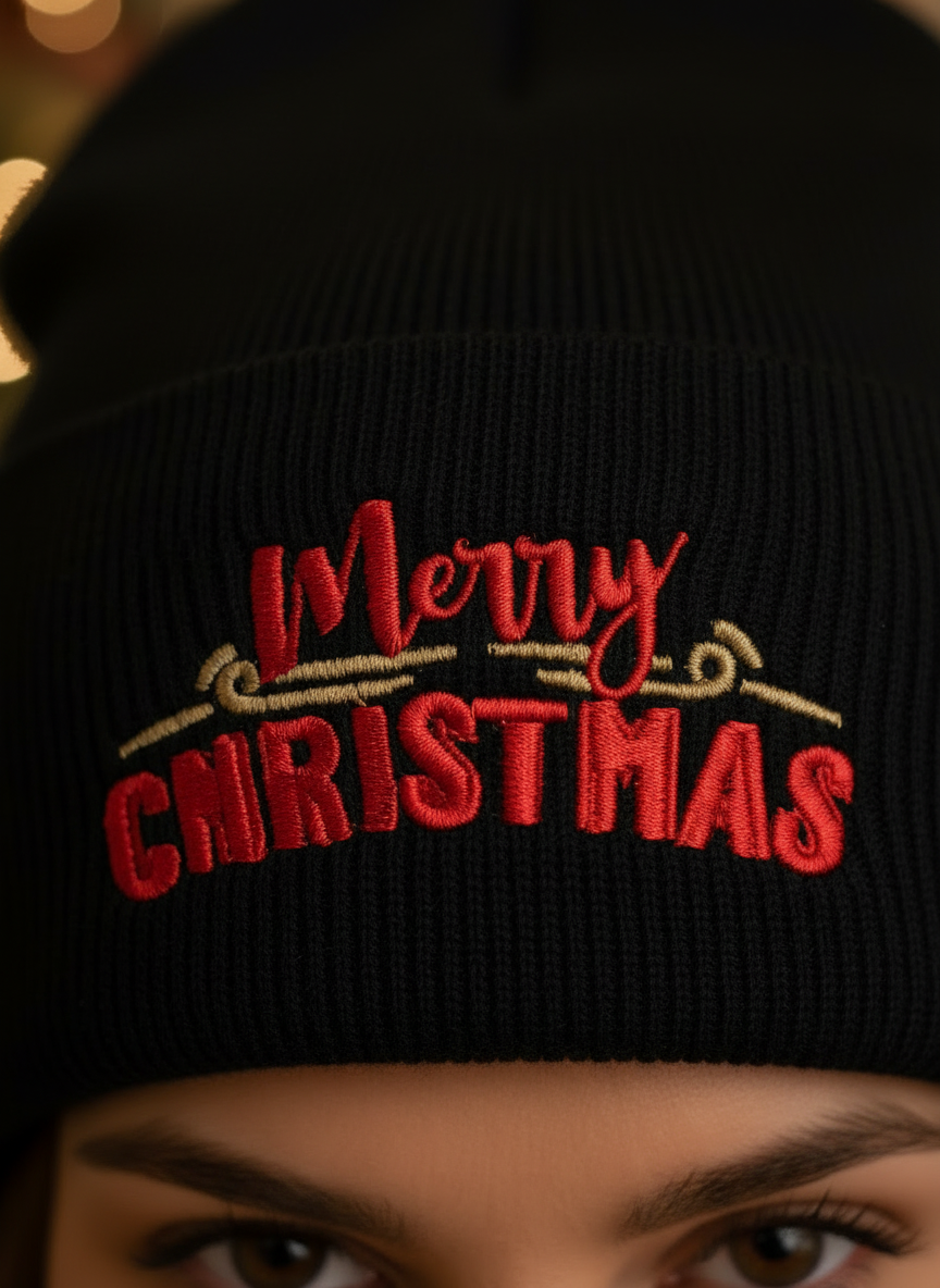 Merry Christmas Cuffed Beanie - Women's